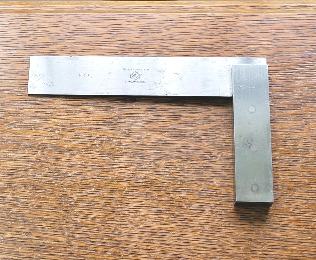 Starrett No. 20 Steel Square 6″ w/Wood Holder Machinist Tool USA
