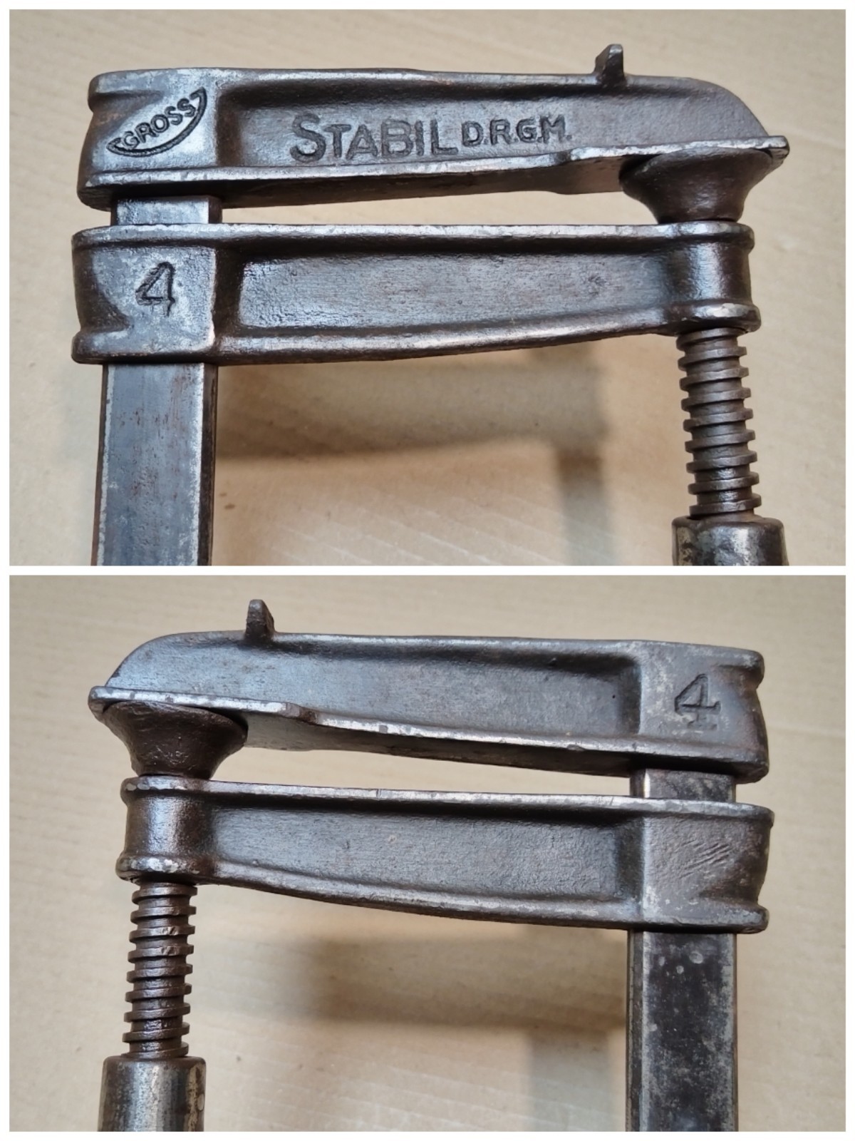ANTIQUE GERMAN METAL CARPENTERS VISE CARPENTERS CLAMP STABIL D.R.G.M. GROSS 4