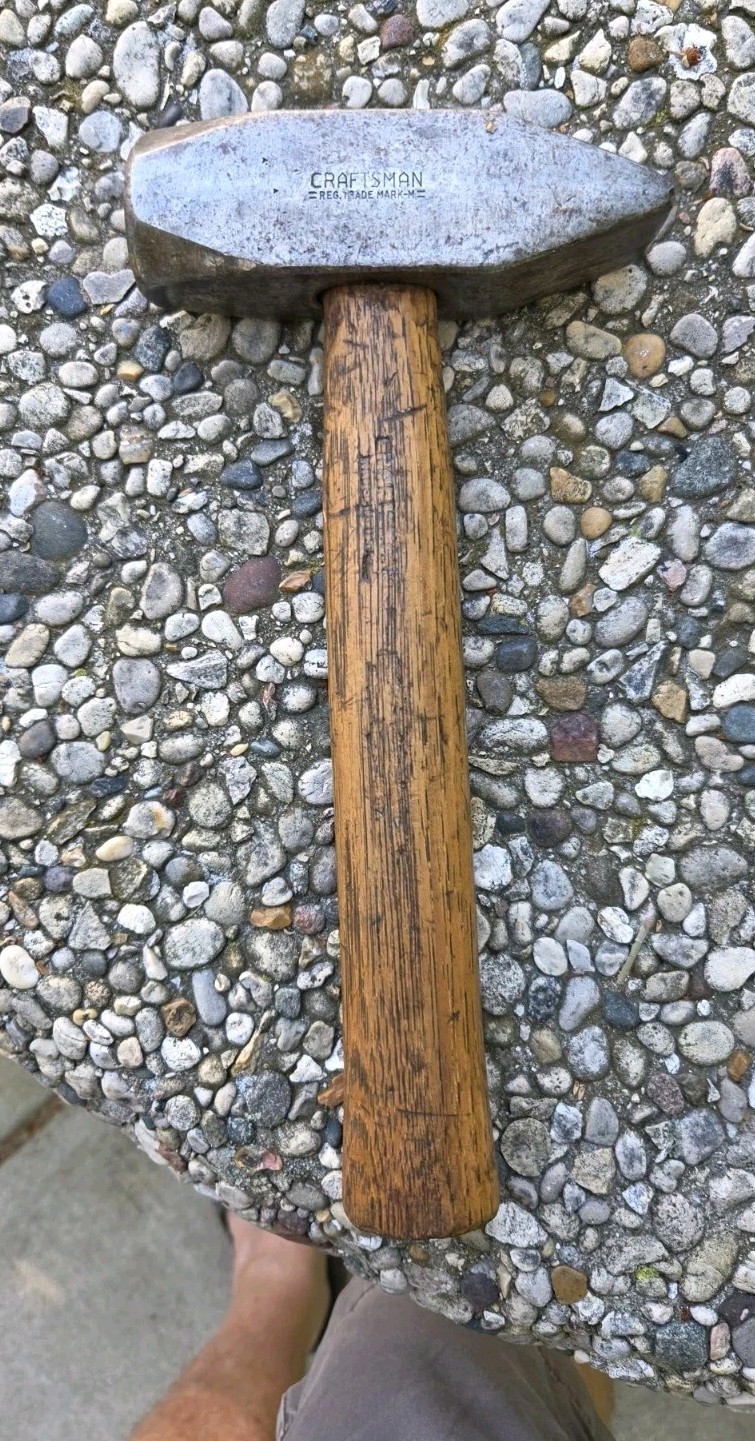 Vintage CRAFTSMAN 3.6 Lb Blacksmith Cross Peen Hammer Head With Original Handle