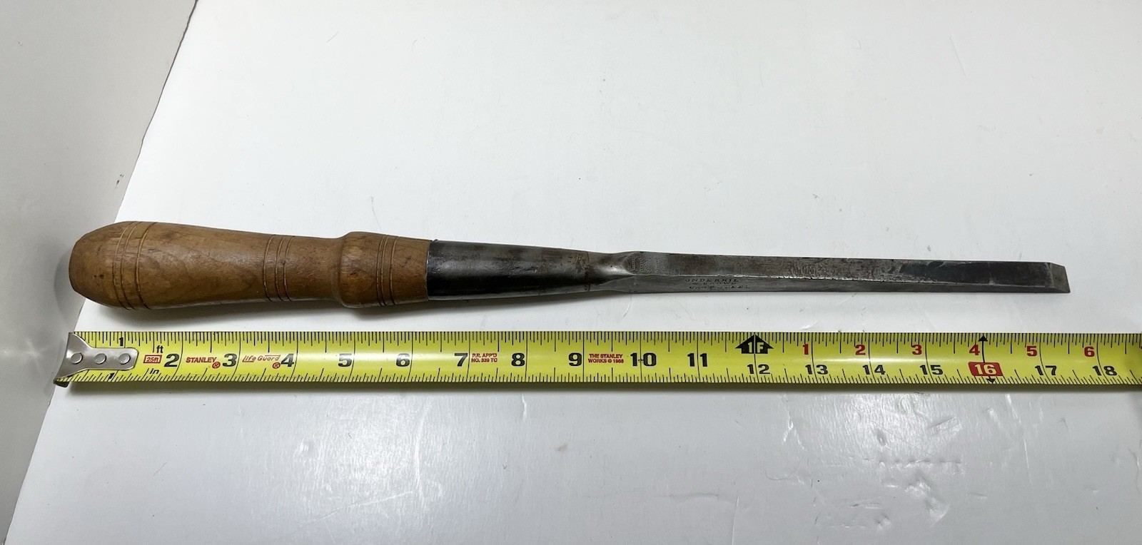 Antique Underhil & Brown 1/2” Square Edge Timber Framing Chisel Cast Steel