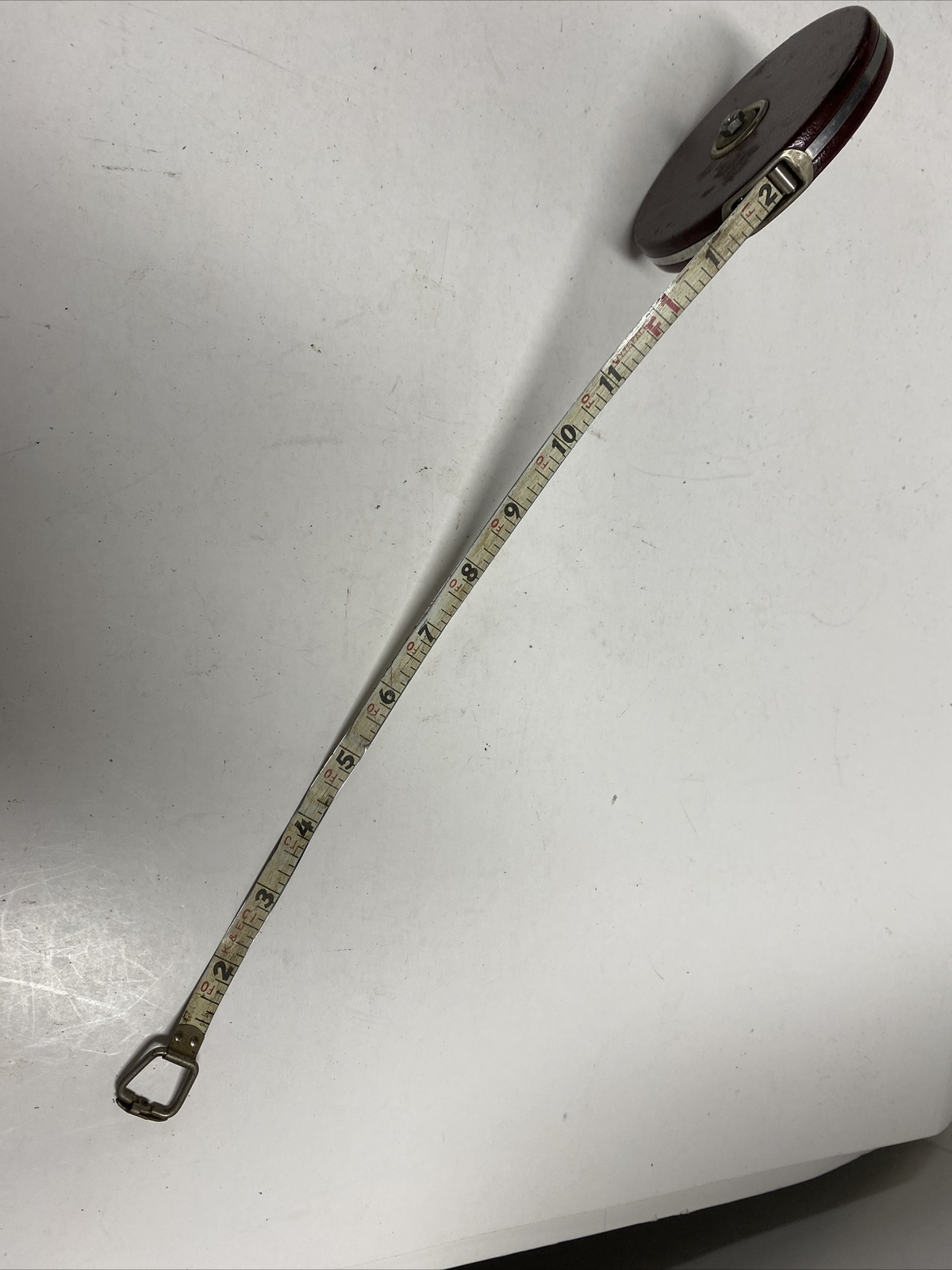 Vintage Keuffel & Esser Co. Favorite Wyteface 50ft Steel Tape Measure