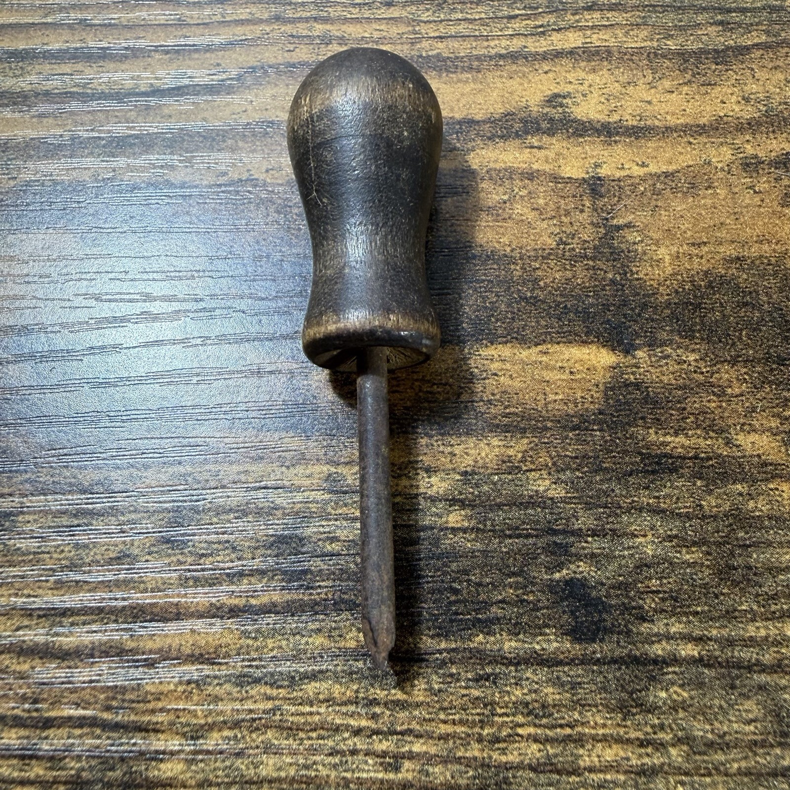 Vintage Wood Handle Scratch Awl Tool Primitive Leather Craft Punch Woodworking