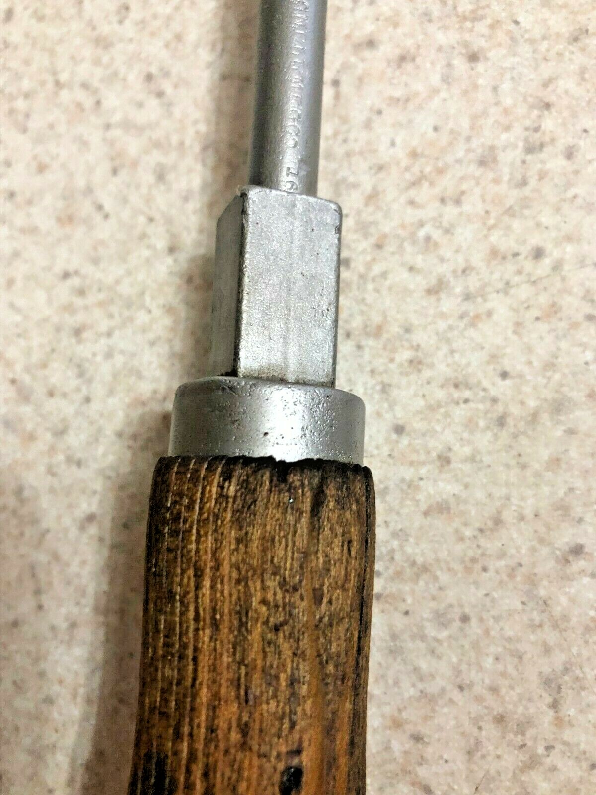 Antique Snell Mfg Co 1″ Brace Drill Bit #16 -10″ Long Removable Wood Handle