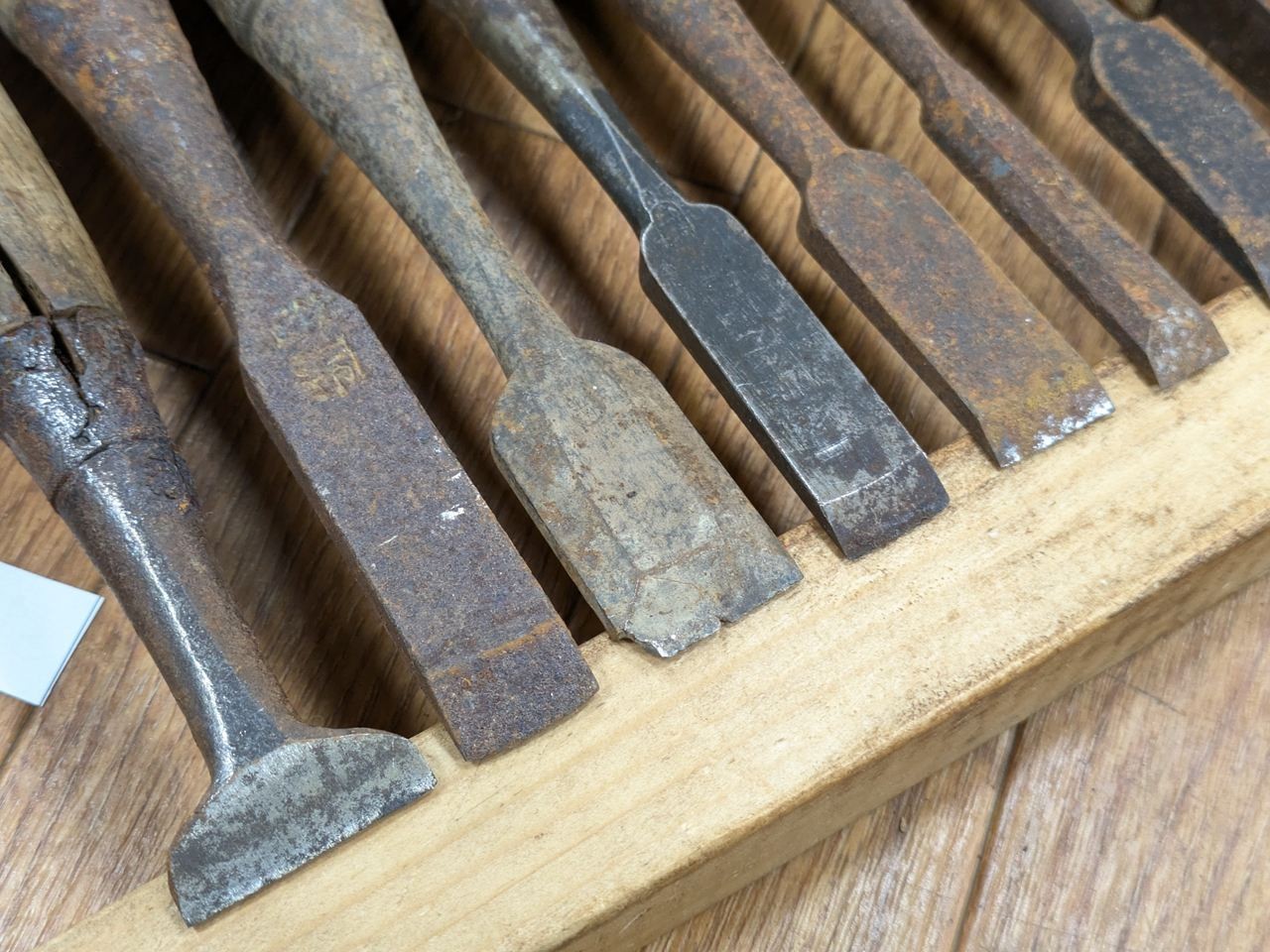 BROKEN DAMAGED Japanese vintage chisel 31.18.24.16.17.11.1.17.15.10.9mm RB309