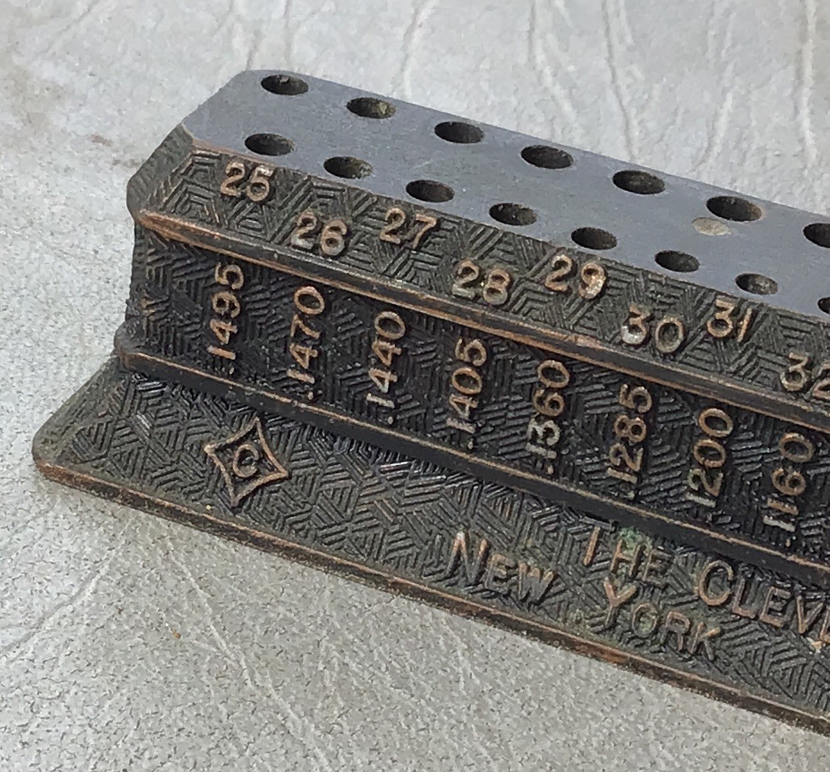 Vintage Drill Bit Holder – The Cleveland Twist Drill Co. Index – Copper Plated?