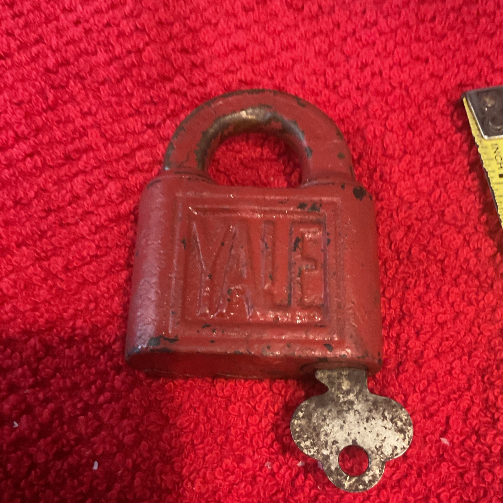 Yale Vintage Padlocks Lot of 2 Red and Bronze with Key for 1 Collectible