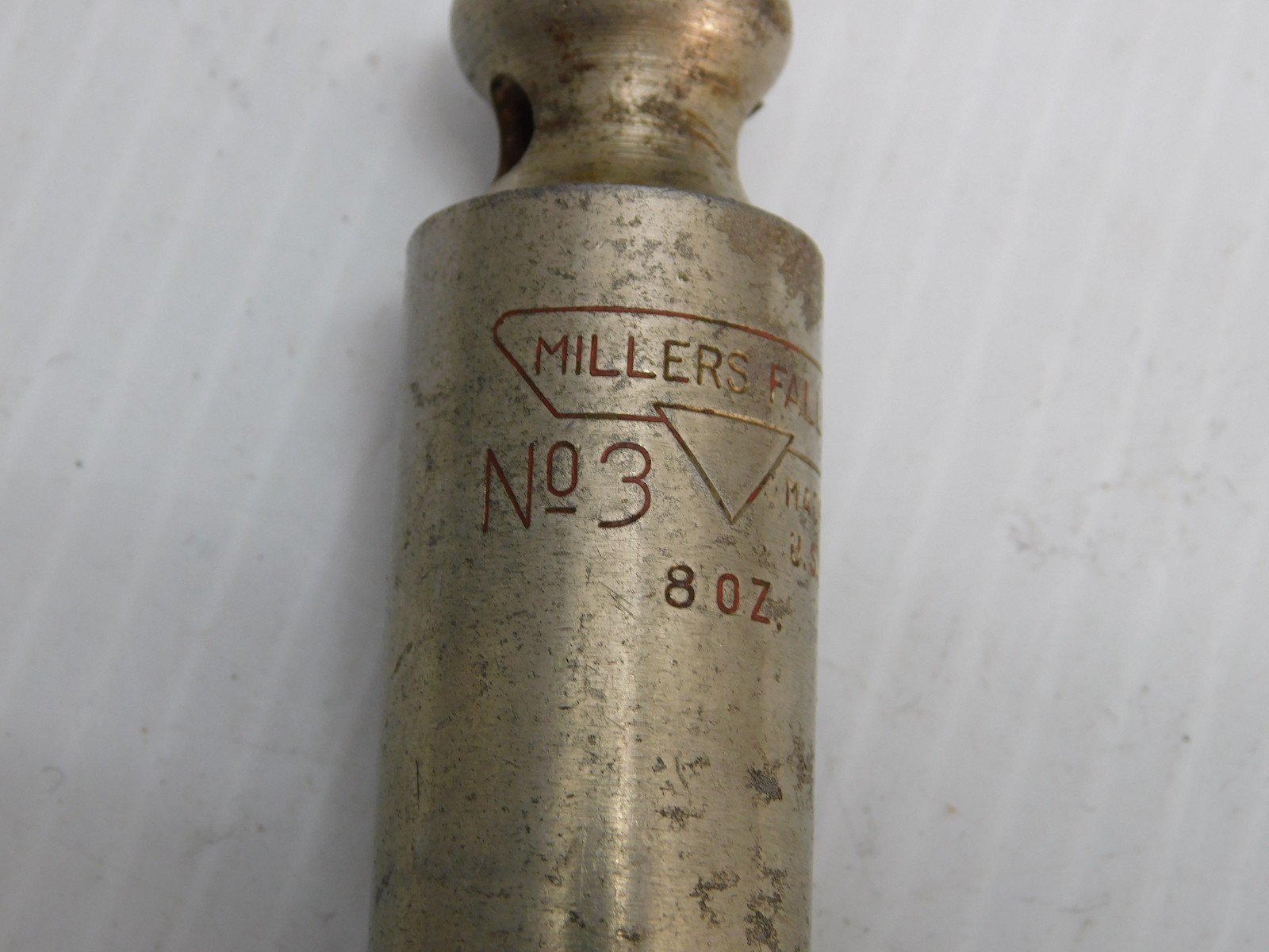 2 plumb Bobs , Miller Falls #3, 8 oz. 4″, plus an unmarked one