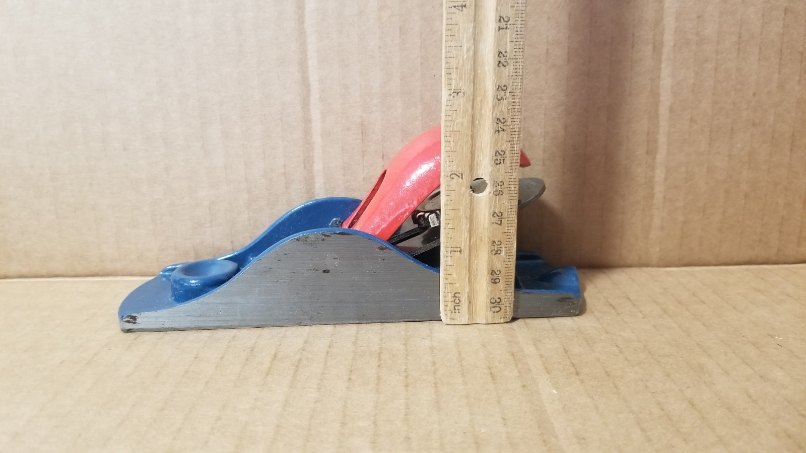 Vintage Stanley G12 247 Red & Blue Block Plane Made in England Working VGC