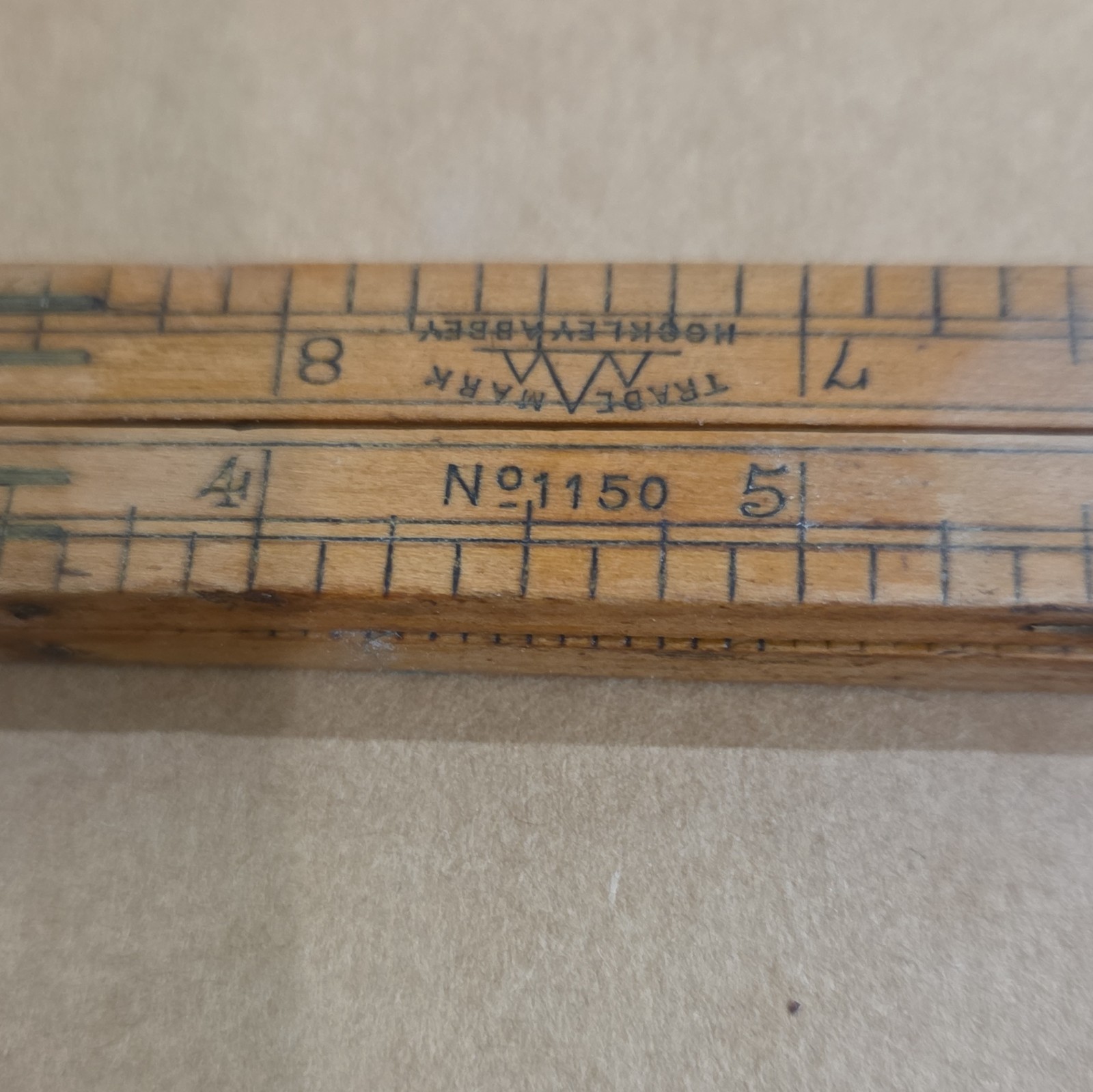 T.R. Abel & Son Vintage Original No. 1150 Wooden Folding Rule w/ Metal Hinges