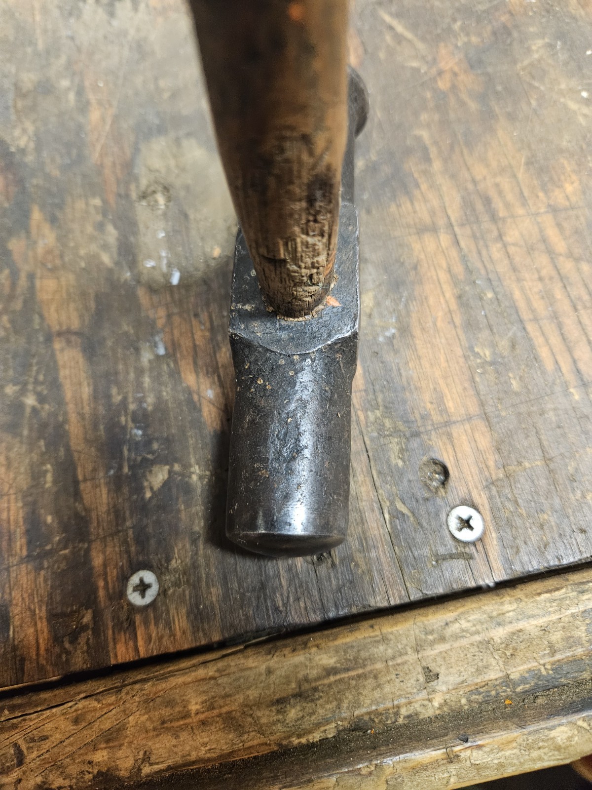 Antique RAISING HAMMER w/ORIGINAL HANDLE-TINSMITH-FORMING-PLANISHING-ANTIQUE
