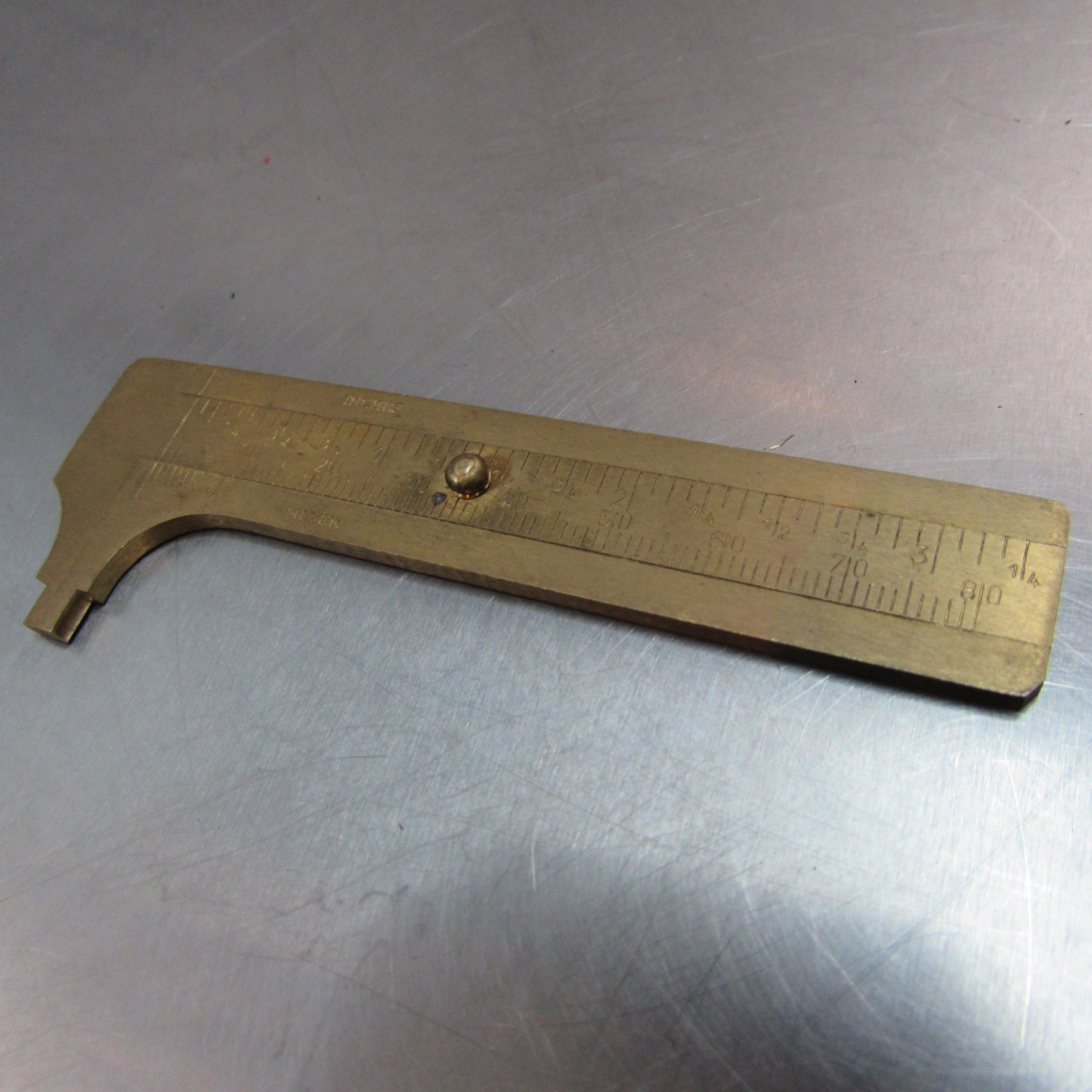 VTG 6A-204 VIGOR GERMANY Brass Pocket Caliper 3-inch Sliding Rule Machinist Jewe