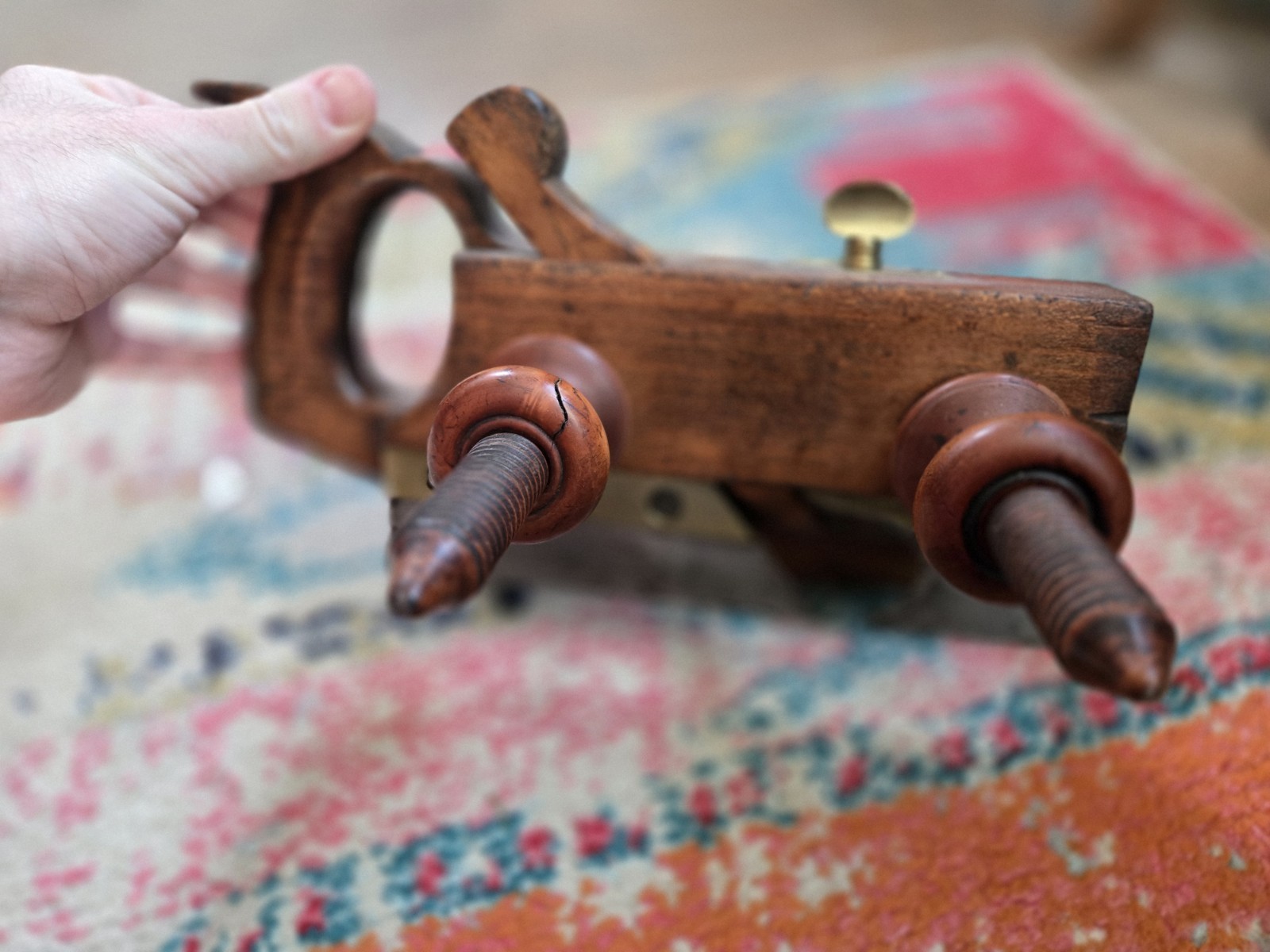 Antique D.R. Barton Boxwood Screw Arm Plow Plane Wood Tool Plough Rochester NY
