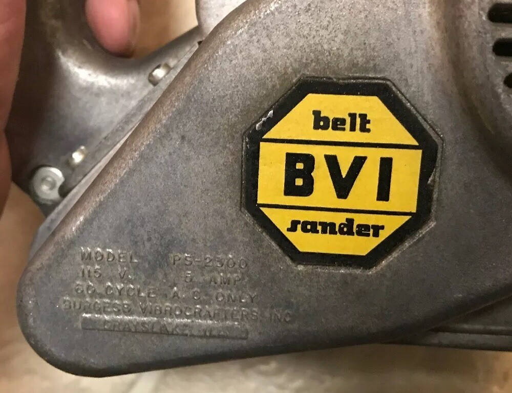 Vintage Belt BVI Sander Burgess Vibrocrafters Electric Model PS.2300