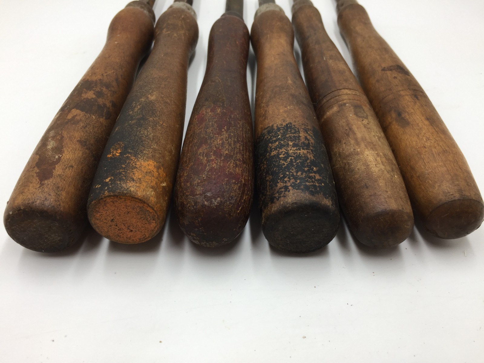 6 Pc Lathe Tools Vintage Wood Handle,JOHNS,CRAFTSMAN,Gouge Woodcarving Chisels