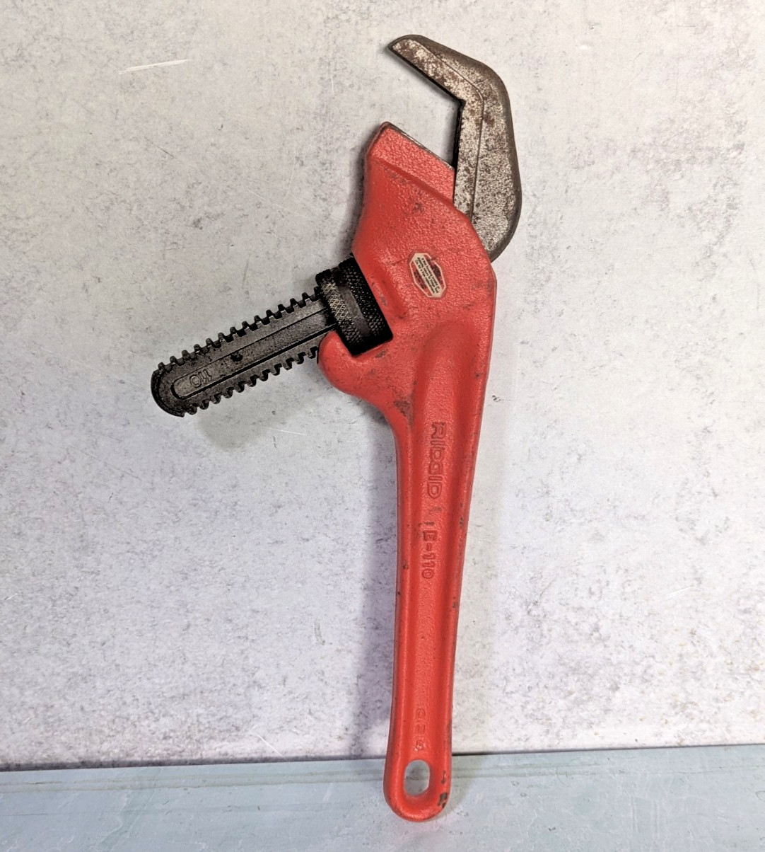 RIDGID E-110 Vintage Offset Hex Nut Pipe Wrench – Smooth Jaw – Elyria, OH, USA