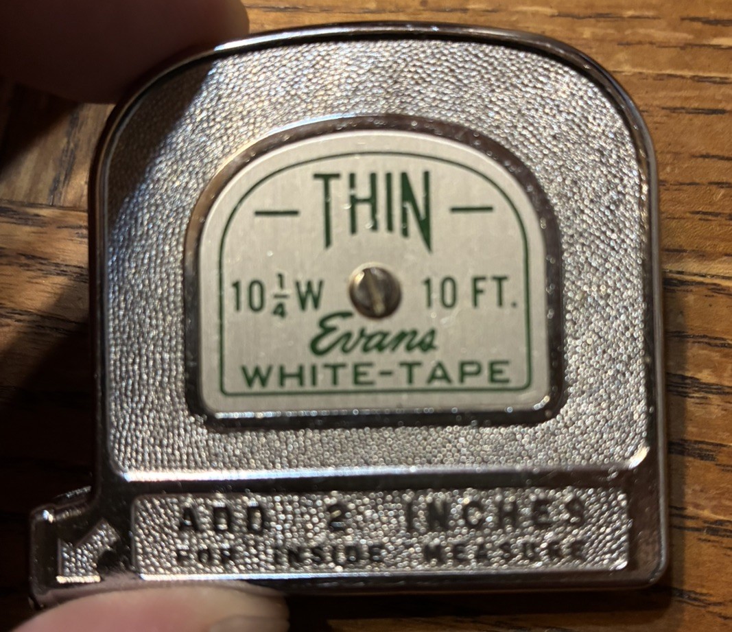 VINTAGE EVANS 10’ THIN WHITE TAPE MEASURE MADE IN U.S.A.