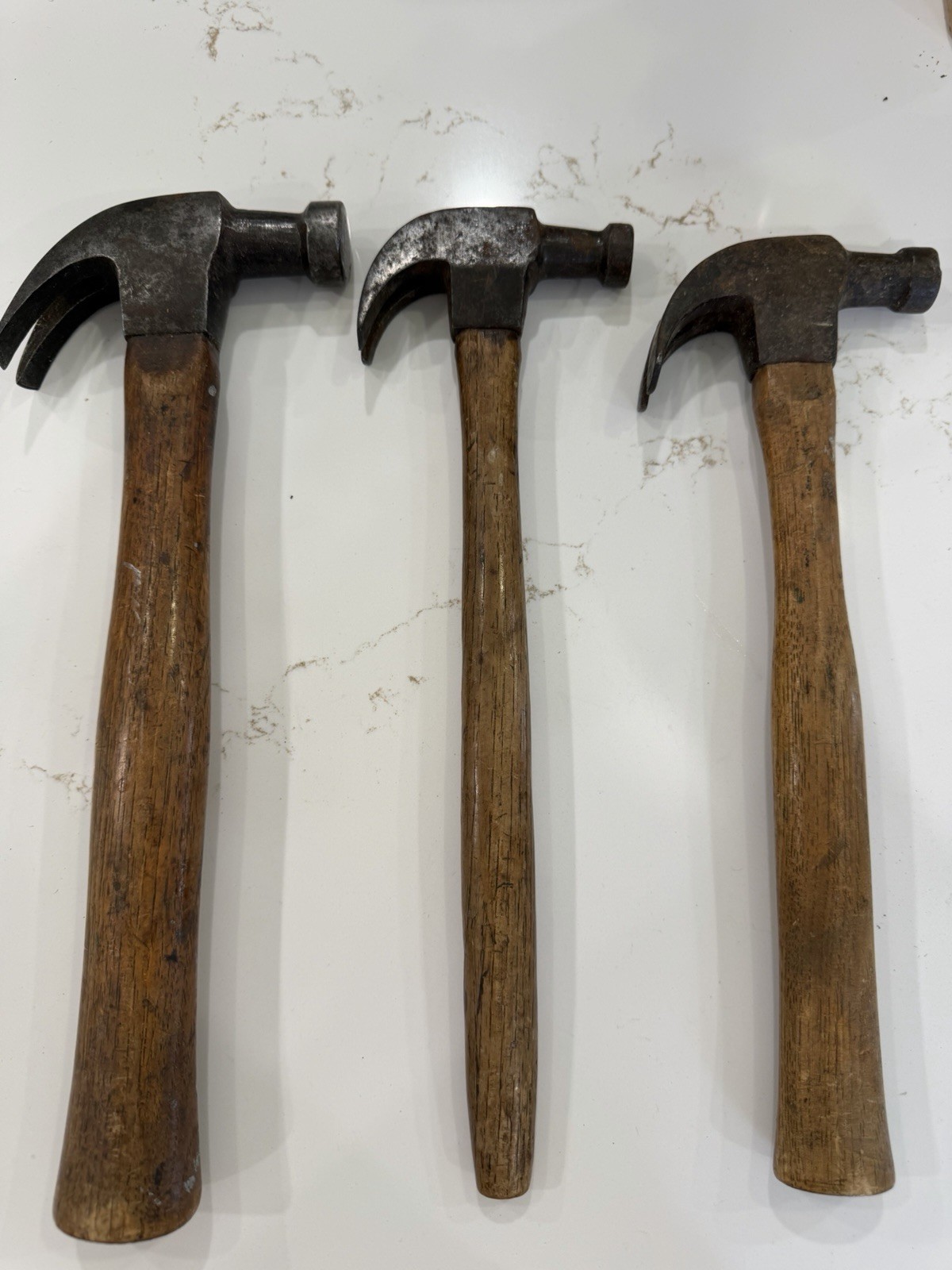 3 Vintage Wooden Handle Stanley Cruso Hammers