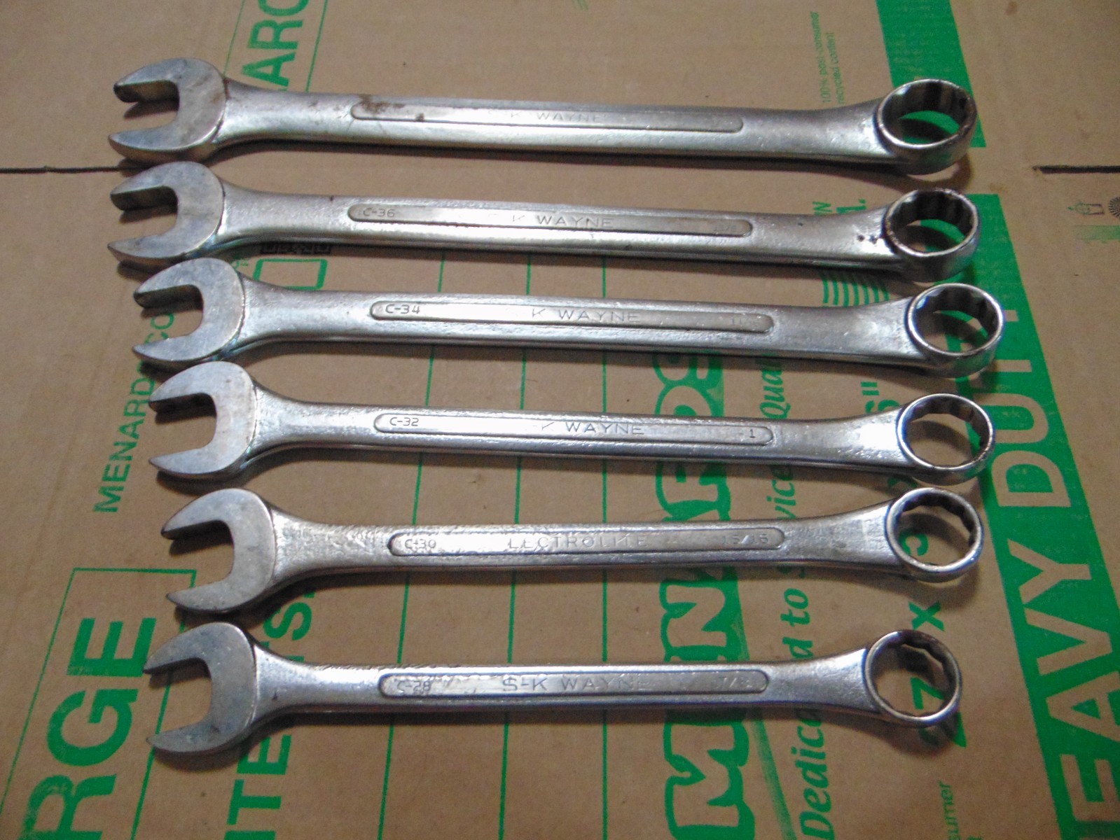 Vintage 1960s 6 Piece SK S-K Wayne 7/8 To 1-1/4″ Combination Wench Set USA Tool