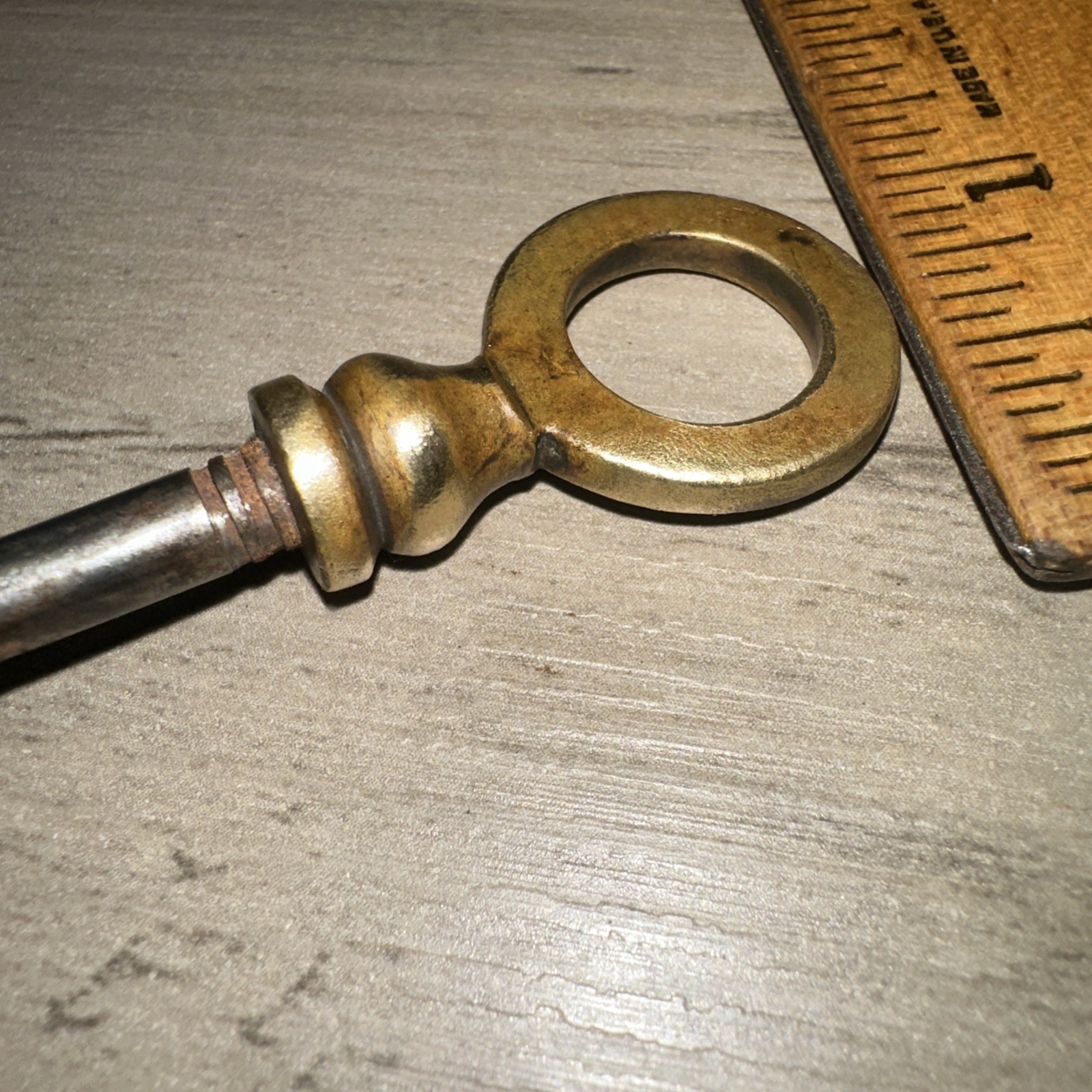 Antique Hollow Barrel Skeleton Key Unique Tip, Brass & Steel