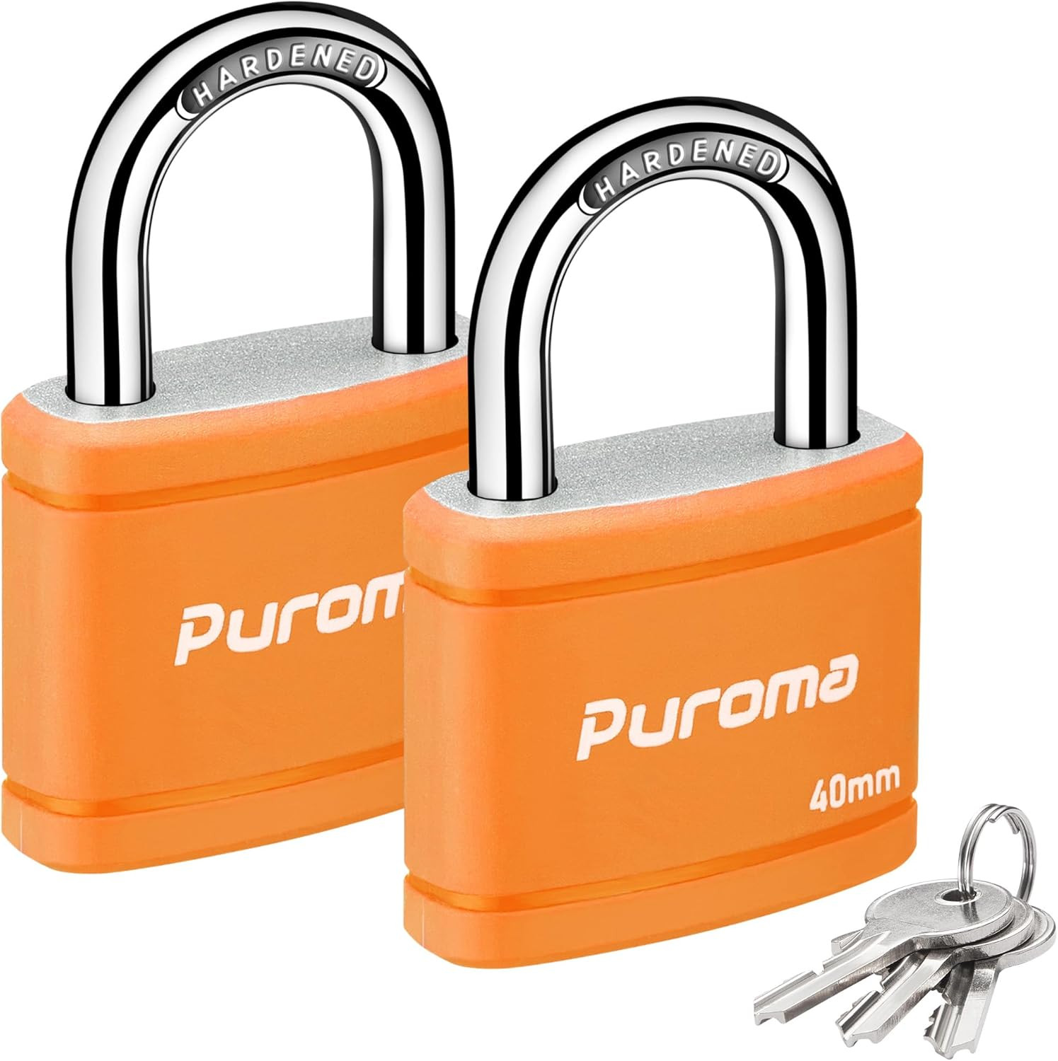 2 Pack Keyed Padlock with 3 Keys Alike, 7/8 Inch Locker Lock 40mm Heavy-Duty Loc