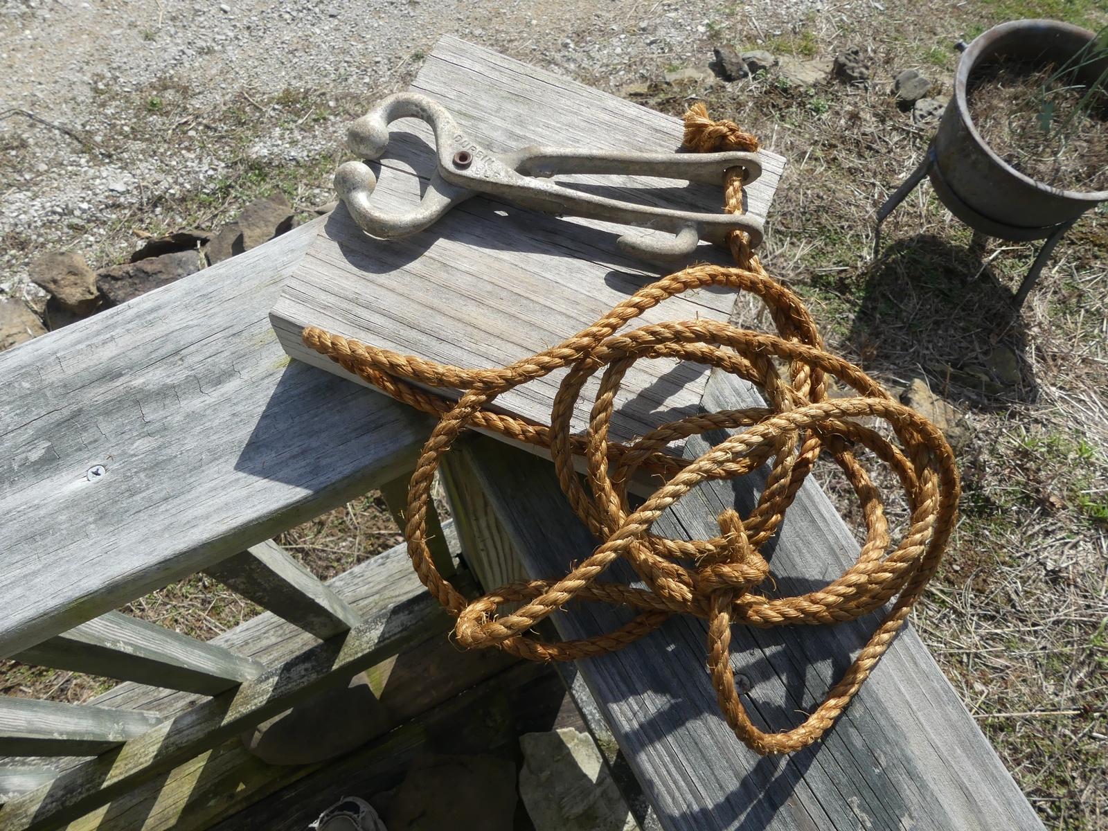 Vintage Durbin Livestock Show Nose Lead Tool w 10ft Hemp Rope Farm Cattle 4-H
