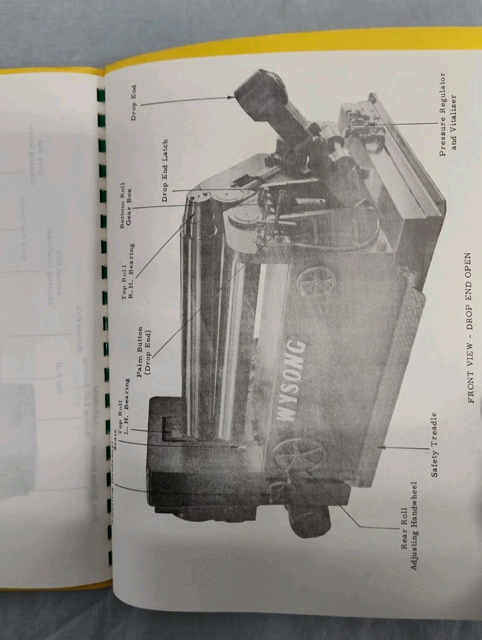Wysong & Miles Parts List Instruction Steel Bending Rolls Machine Metal F-Series