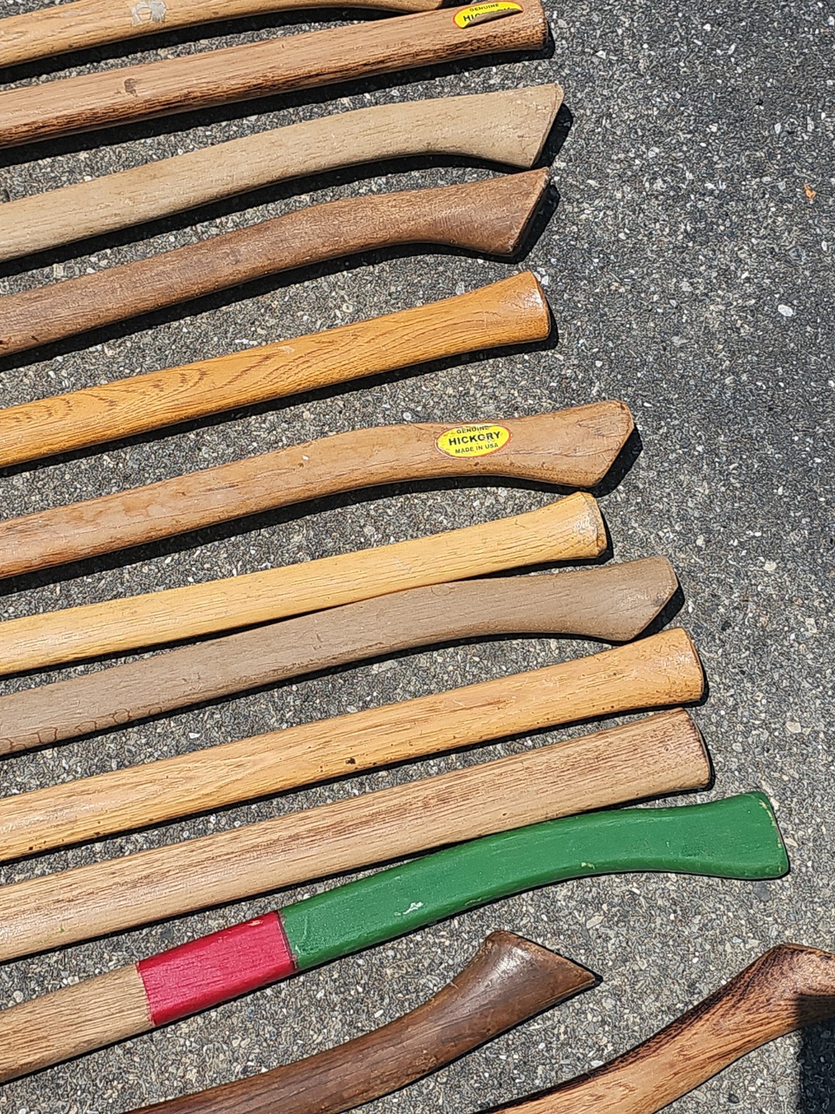 Q90- Lot of antique vintage cutoff axe handles for repurpose