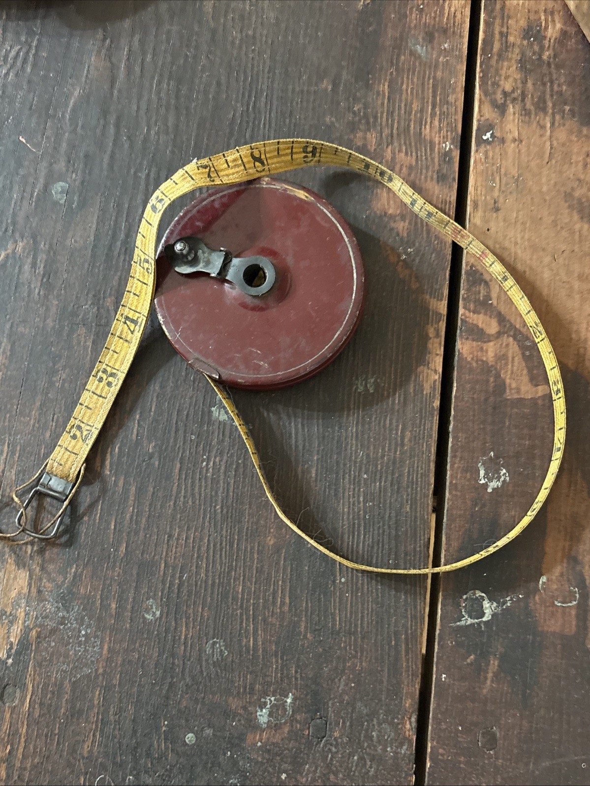VTG 50ft Lufkin Woven Cloth Measuring Tape Made In USA Burgundy Housing