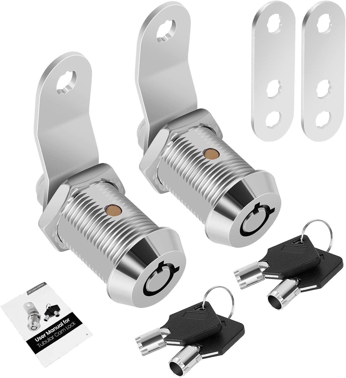 2 Pack Keyed Alike RV Storage Locks with Keys for Cabinets and Tool Boxes