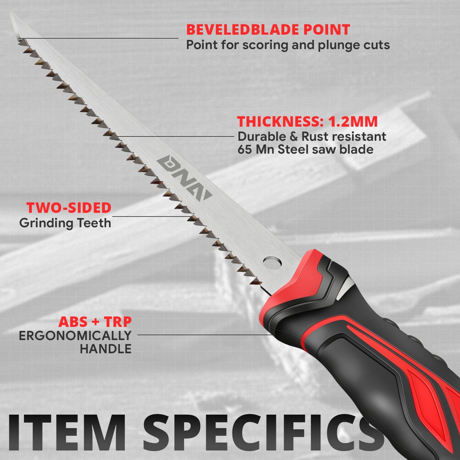 6” Bi-Ground Teeth Drywall Wallboard Plywood PVC Fast Cutting Hand/Jab Saw