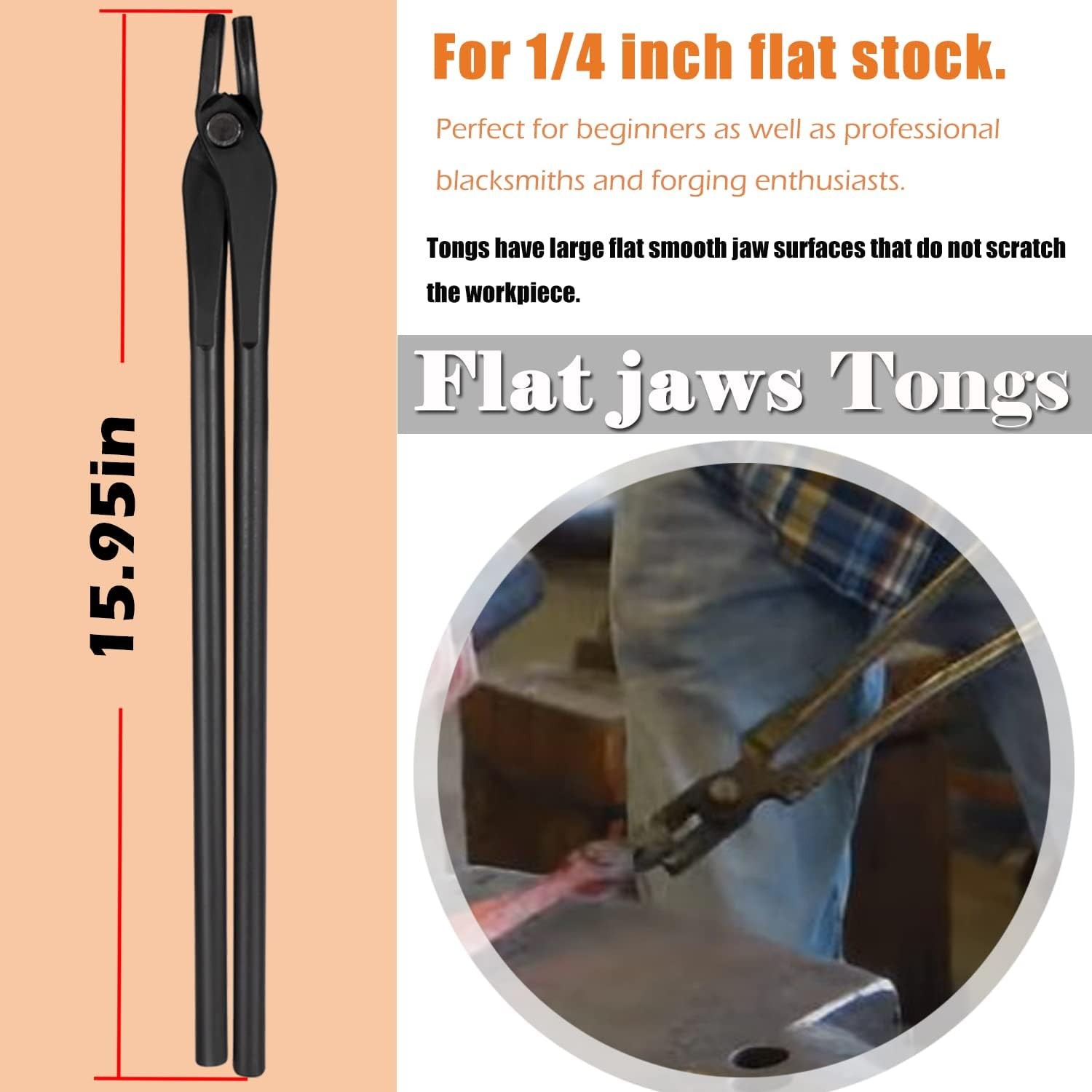 4PC Knife Making Tongs Set Bladesmith Blacksmith Tongs Tool for Anvil Vise Forge