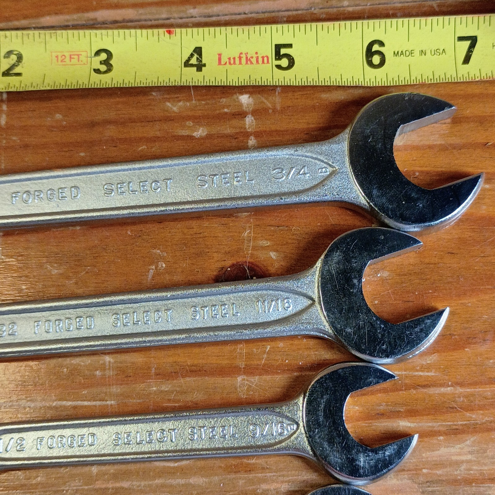 Set Of 5 Vintage Forged Select Steel In USA Indestro Wrenches In Clip