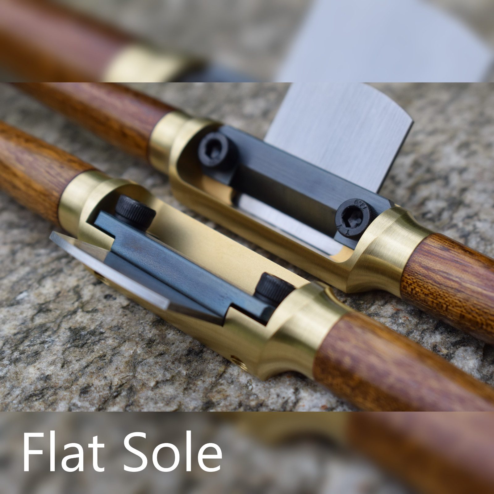 Handmade Brass Spokeshave – Flat Sole – O1 Tool Steel Blade – Sapele Handles