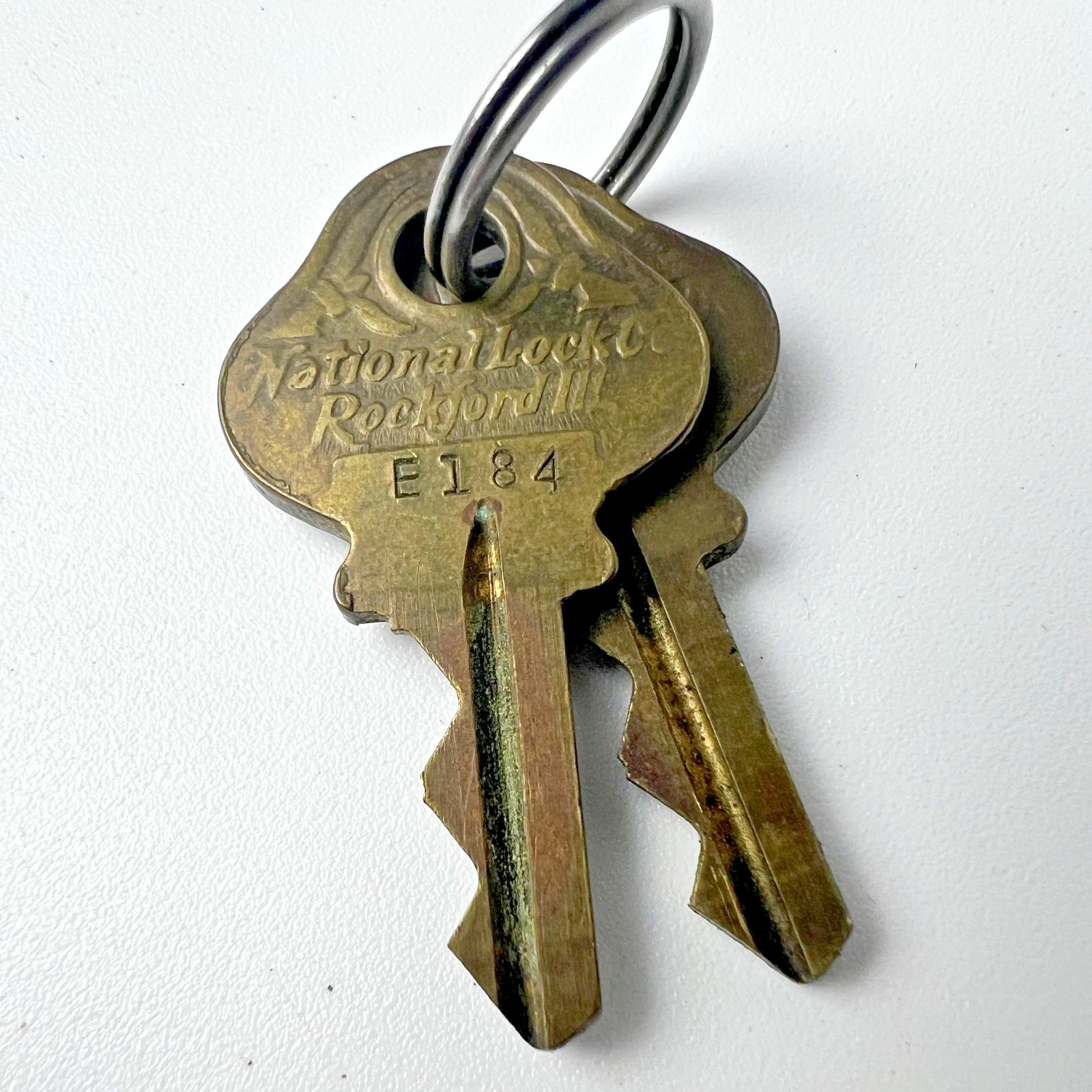 National Lock Co Rockford Cabinet Drawer Lock E184 Keys Vintage Brass Hardware