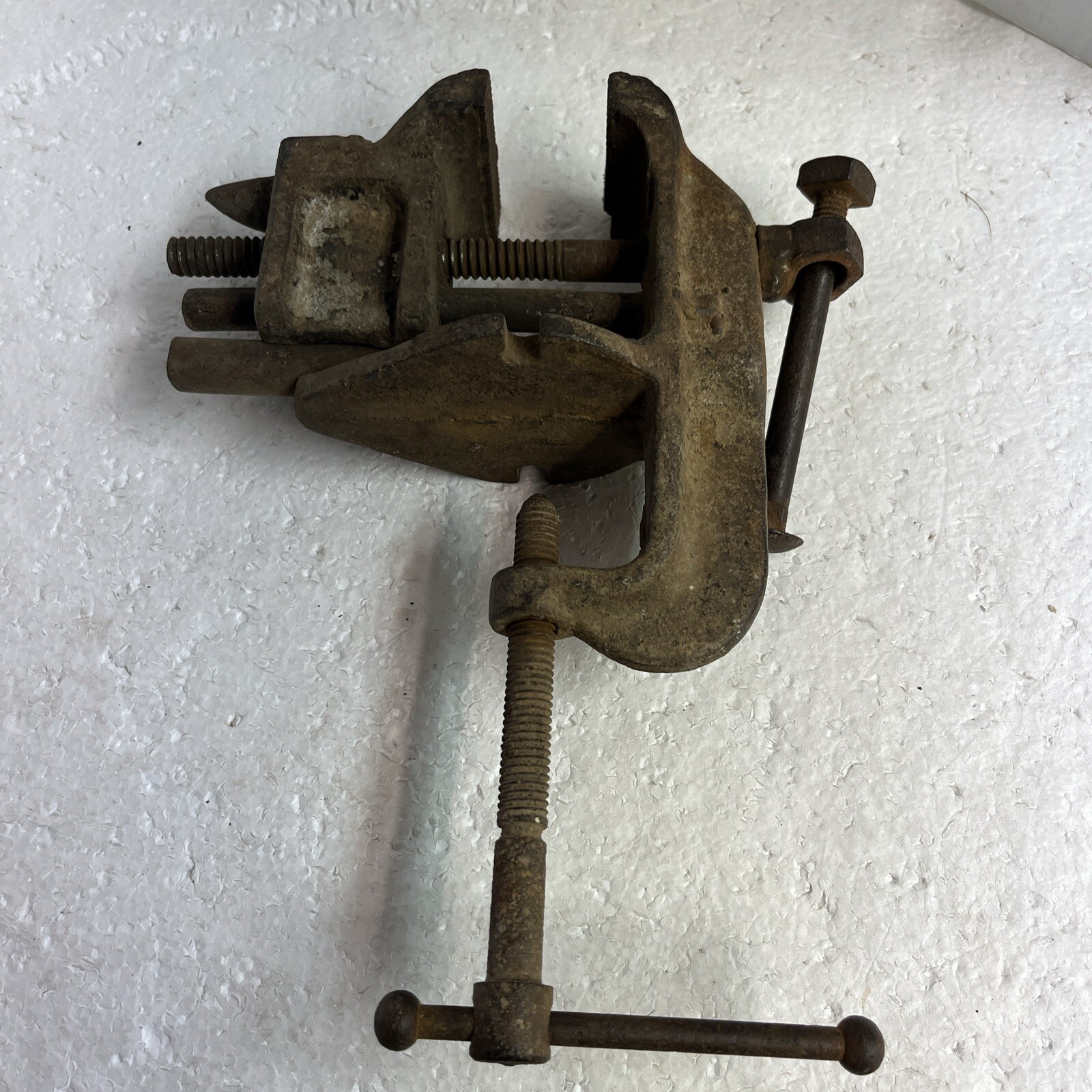 Vintage Luther 2 1/4 Clamp On Bench Vise & Mini Anvil Please Read Description