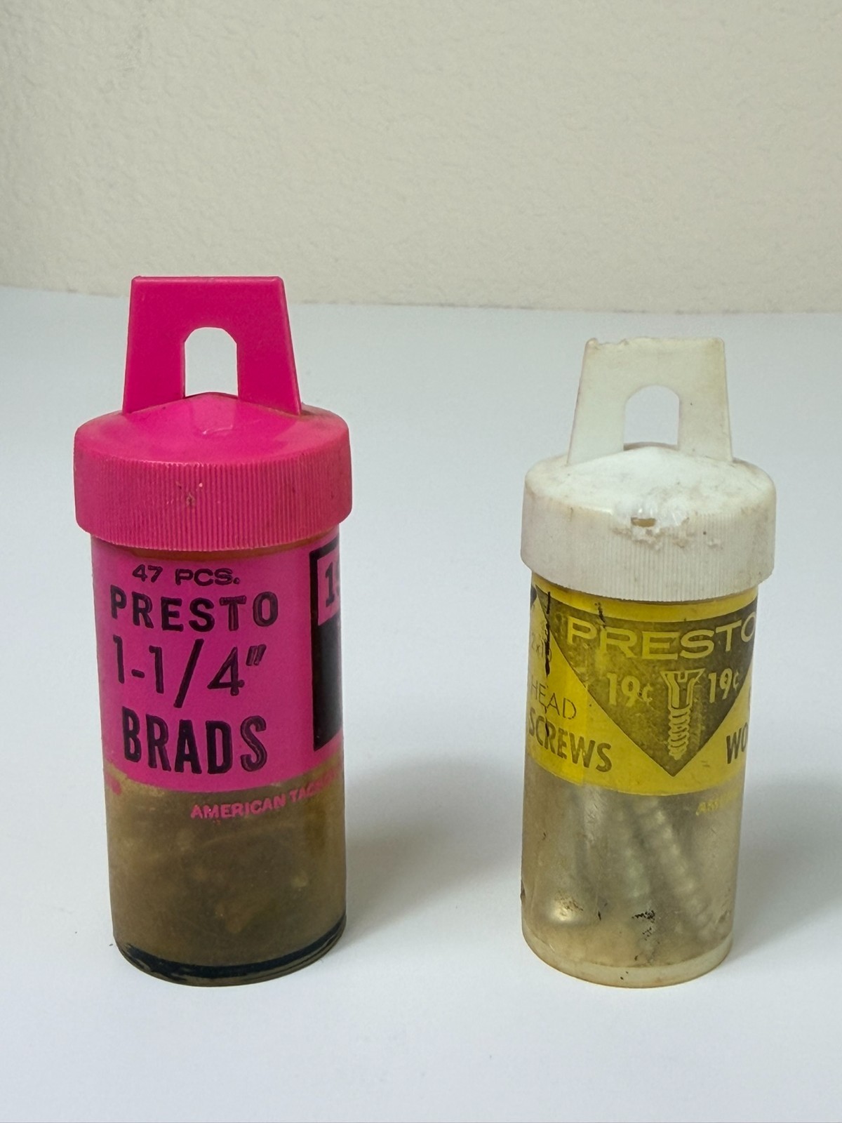 Vintage PRESTO Hardware Bundle Flat Head Wood Screws + 1-1/4″ Brads USA