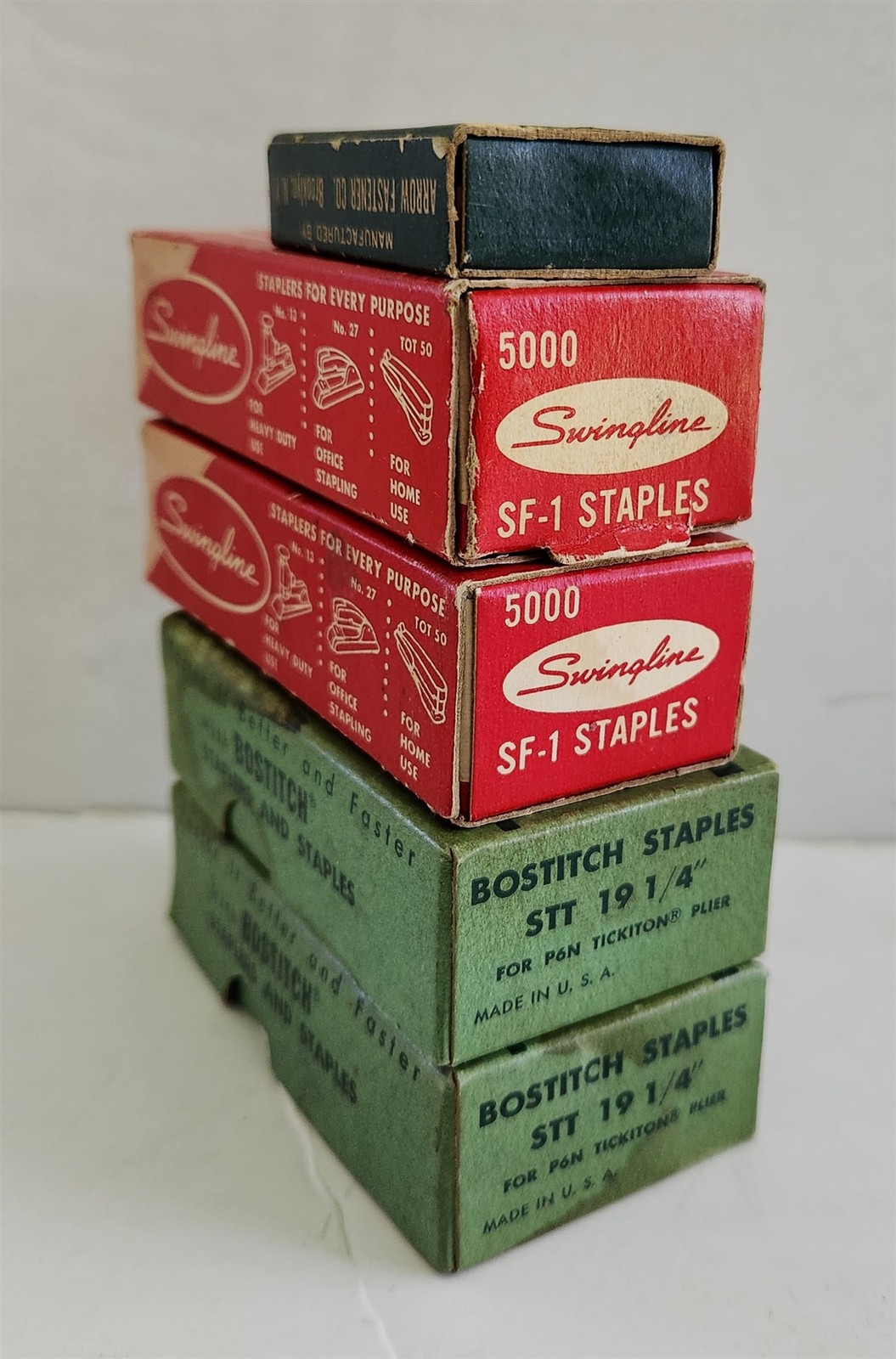 vintage NOS STAPLES unused 5pc BOXES full bostitch swingline commander