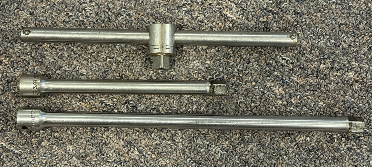 Vintage Craftsman 3/8″ Drive Ratchet, Breaker Bar, Slide T Bar, Extensions Lot