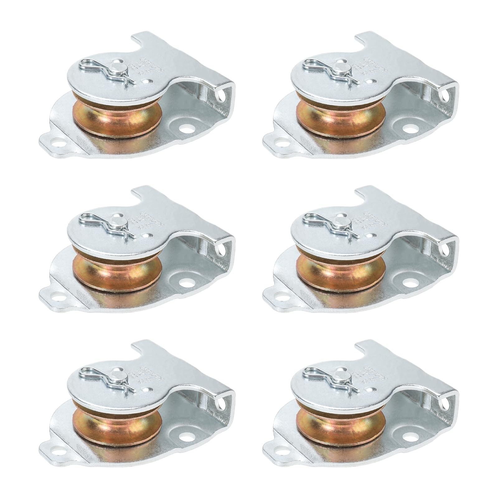 6 Pack Ceiling Mount Single Pulley – Zinc-Plated Wall Mounted 1-1/2″ for Rope/Wi