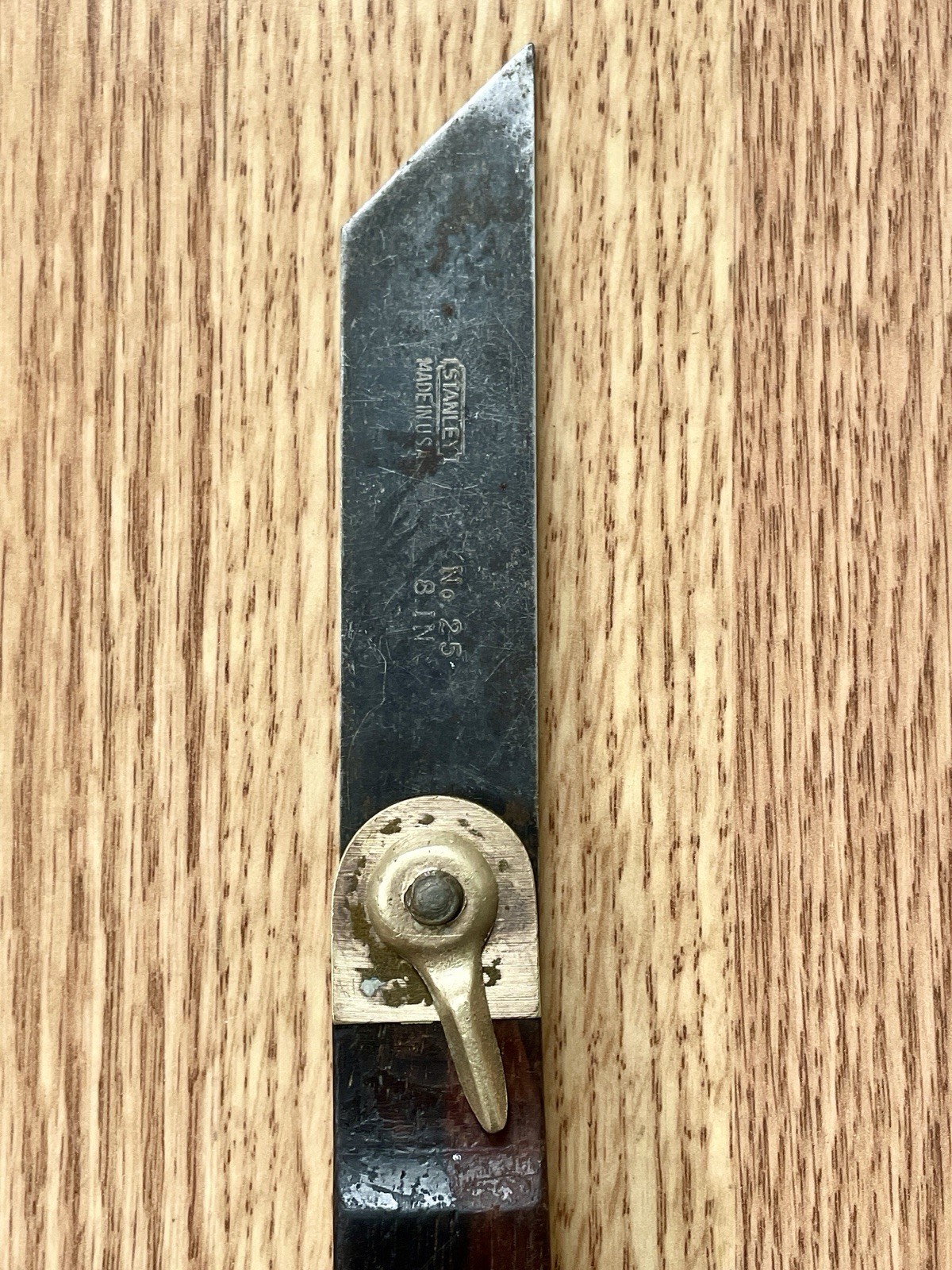 VINTAGE 8” STANLEY NO. 25 SLIDING T-BEVEL ROSEWOOD/BRASS – USA
