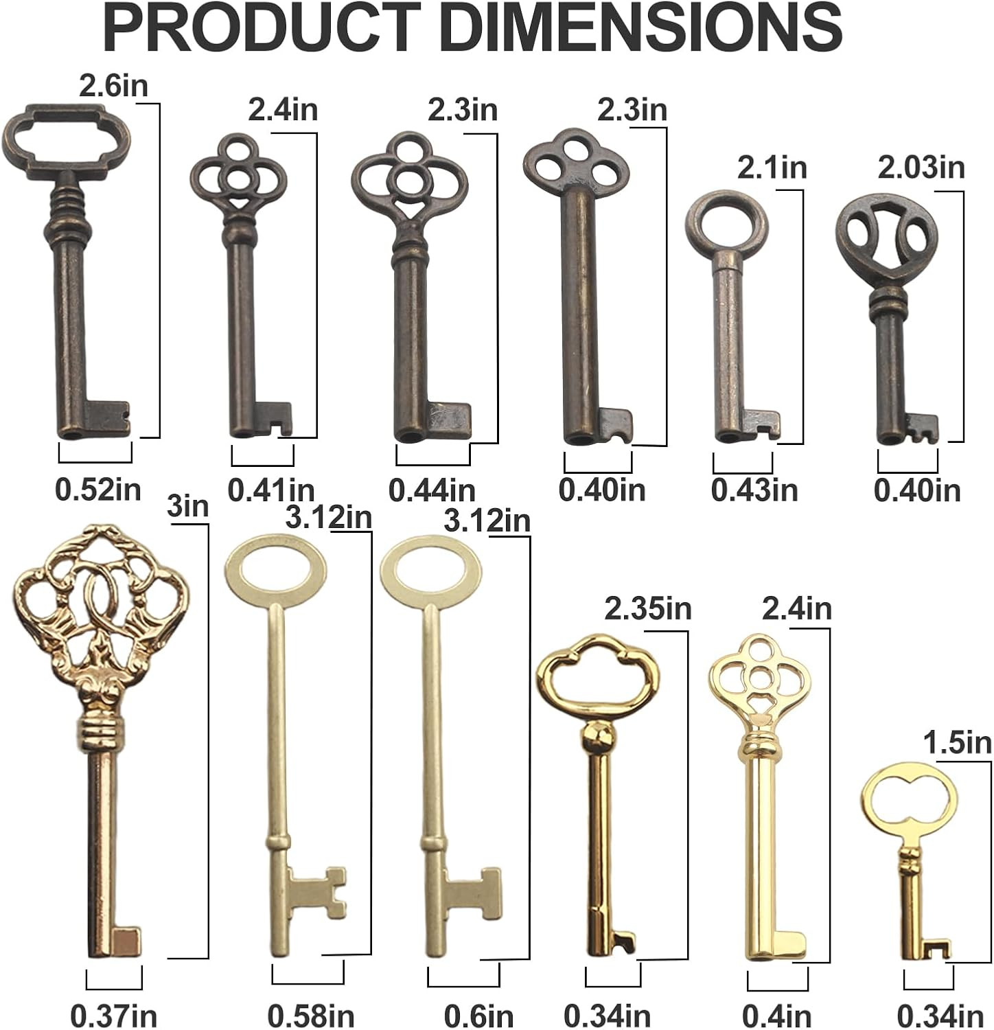 Skeleton Key Set,Universal Skeleton Replacement Keys, Vintage Keys Kit for Antiq