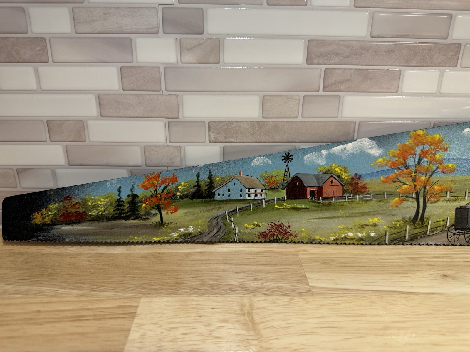 Vintage Rustic Simonds Saw Steel Co. Hand Painted Saw – 29”