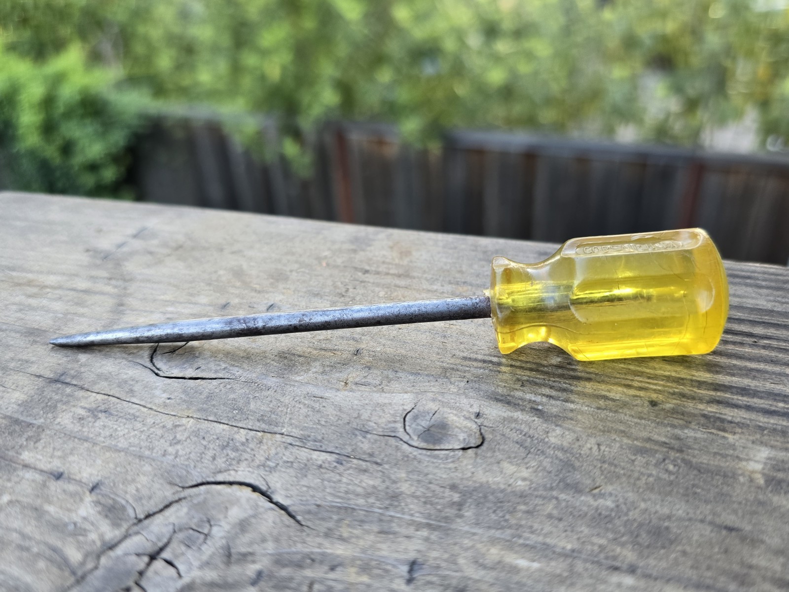 Vintage Corsair Scratch Awl 5.5″ Yellow Plastic Handled USA