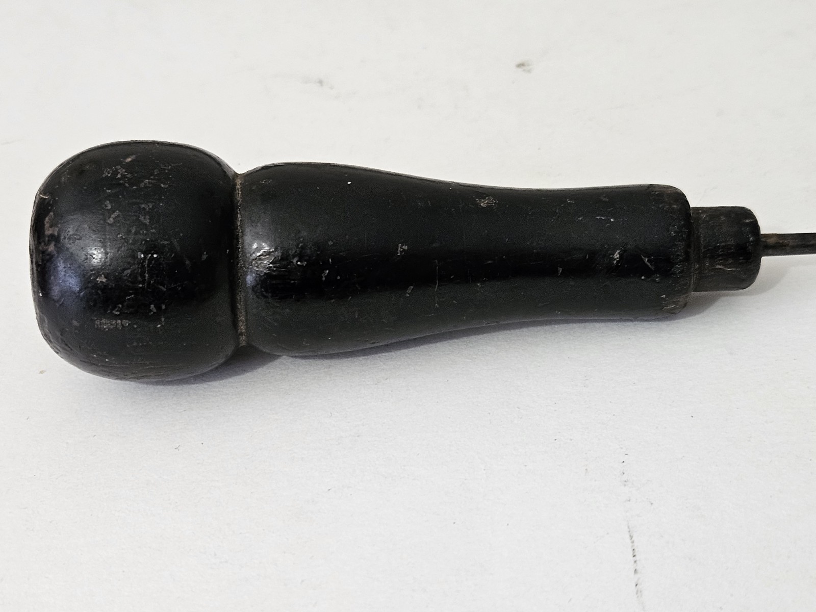 Vintage Awl Leather Punch Ice Pick Black or dark colored wood handle unique.