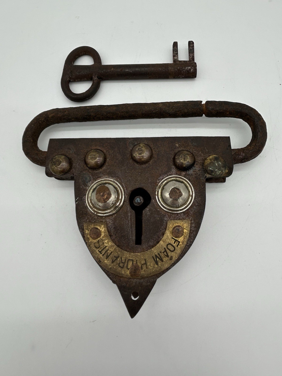 Antique Vintage Large and Heavy Pad Lock with one key working READ