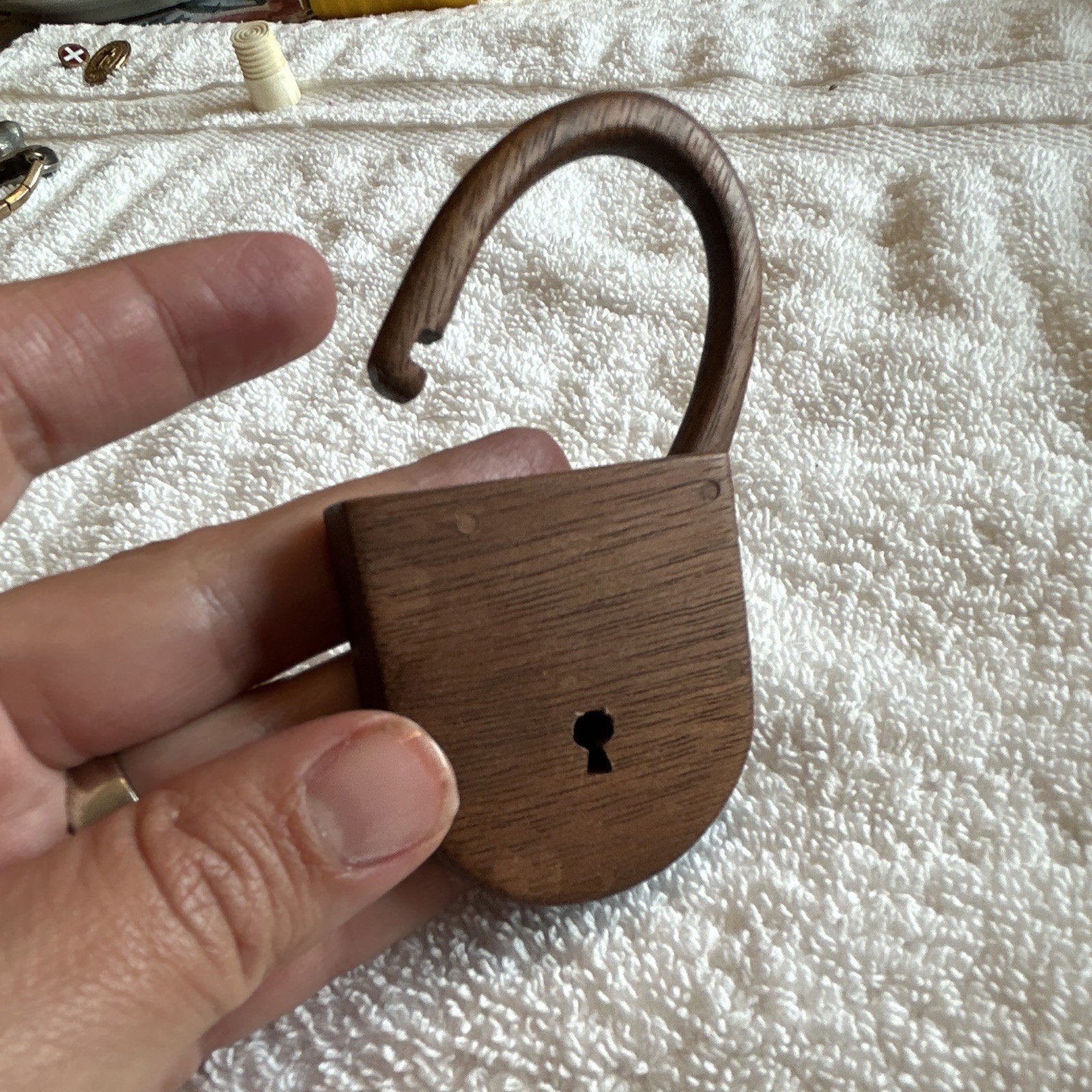 Vintage Wooden Lock For Decorating, No Key