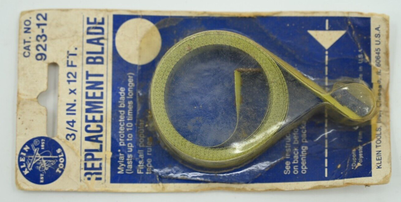 Vintage Klein Tools Inc Replacement Tape Measure Blade 923-12 NEW in Package