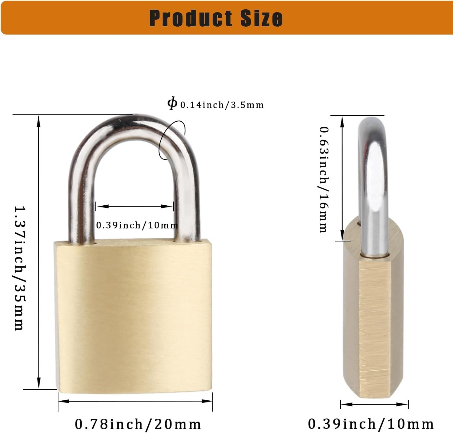 10Pack Small Locks with Same Keys, 3/4″ (20Mm) Wide Lock Body Solid Brass Padloc