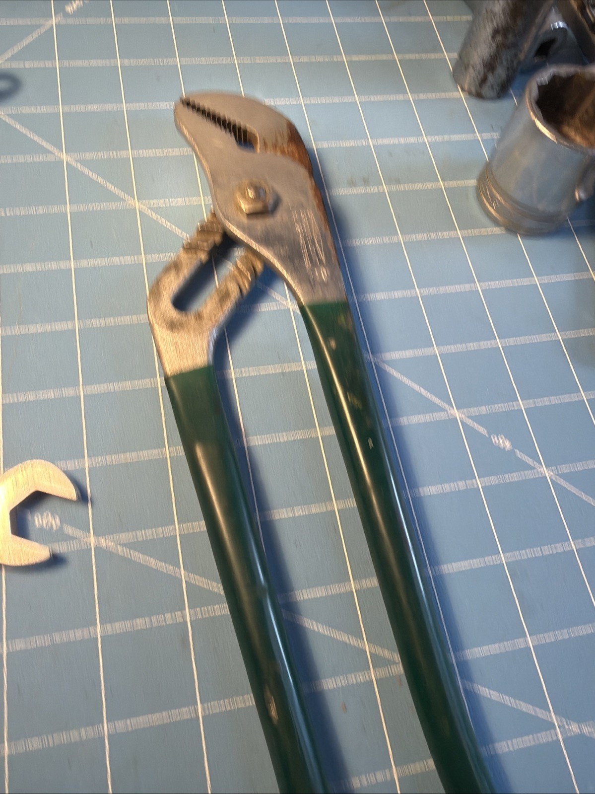 Vintage Diamond HL112P Groove-Joint Pliers Green Grips DIAMALLOY USA Tool Used