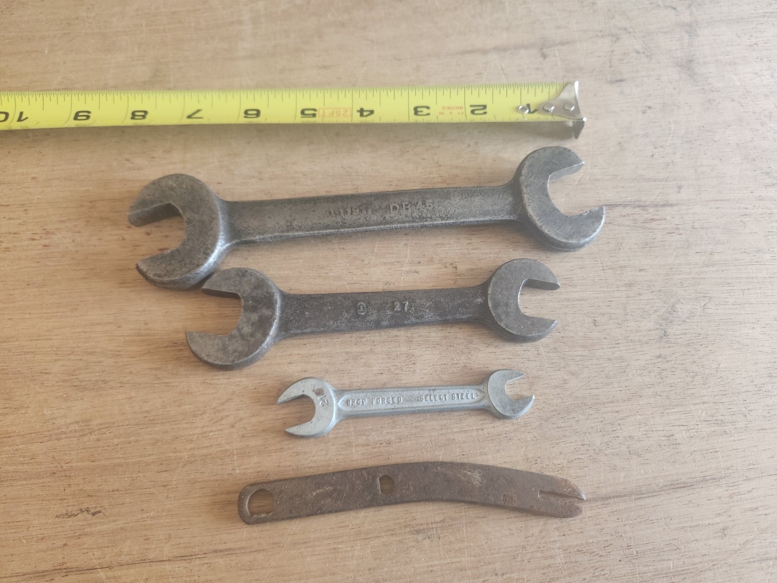 Open End Wrench Junk Drawer Lot Of 3 Plus One Mystery Part Piece Drop Forged Vtg